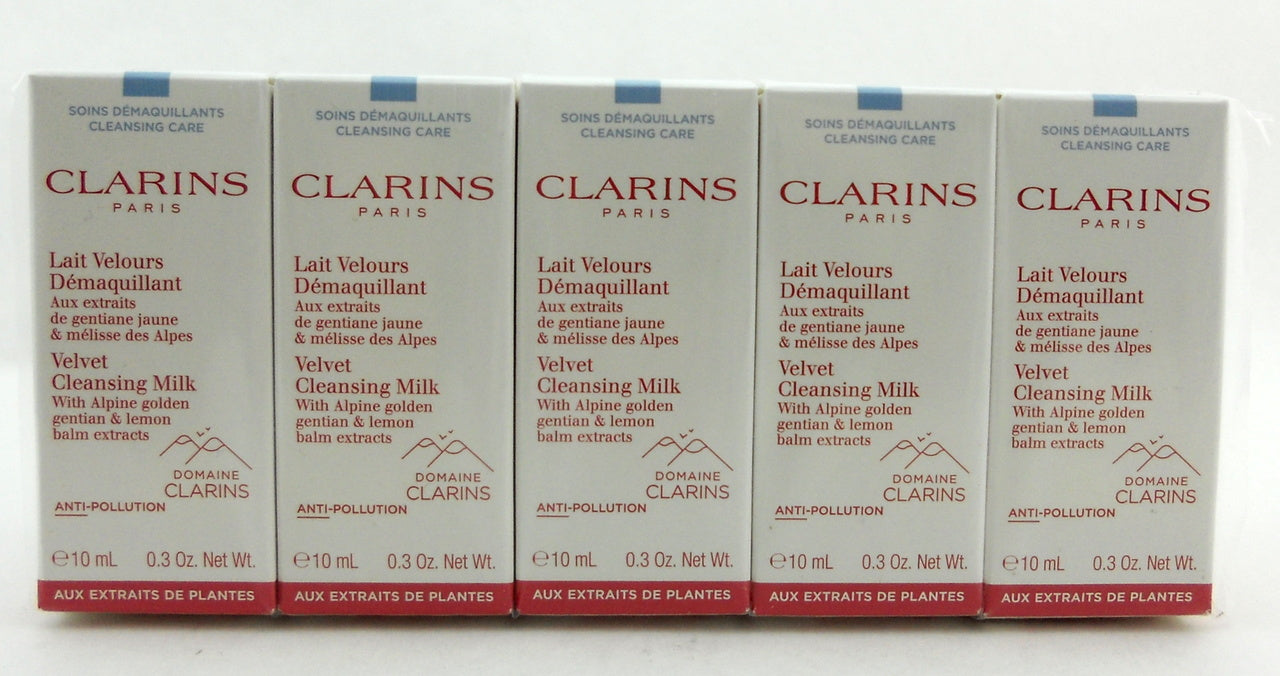 Clarins Velvet Cleansing Milk 10 ml./0.3 oz. Travel Size Mini LOT of 10 Boxes