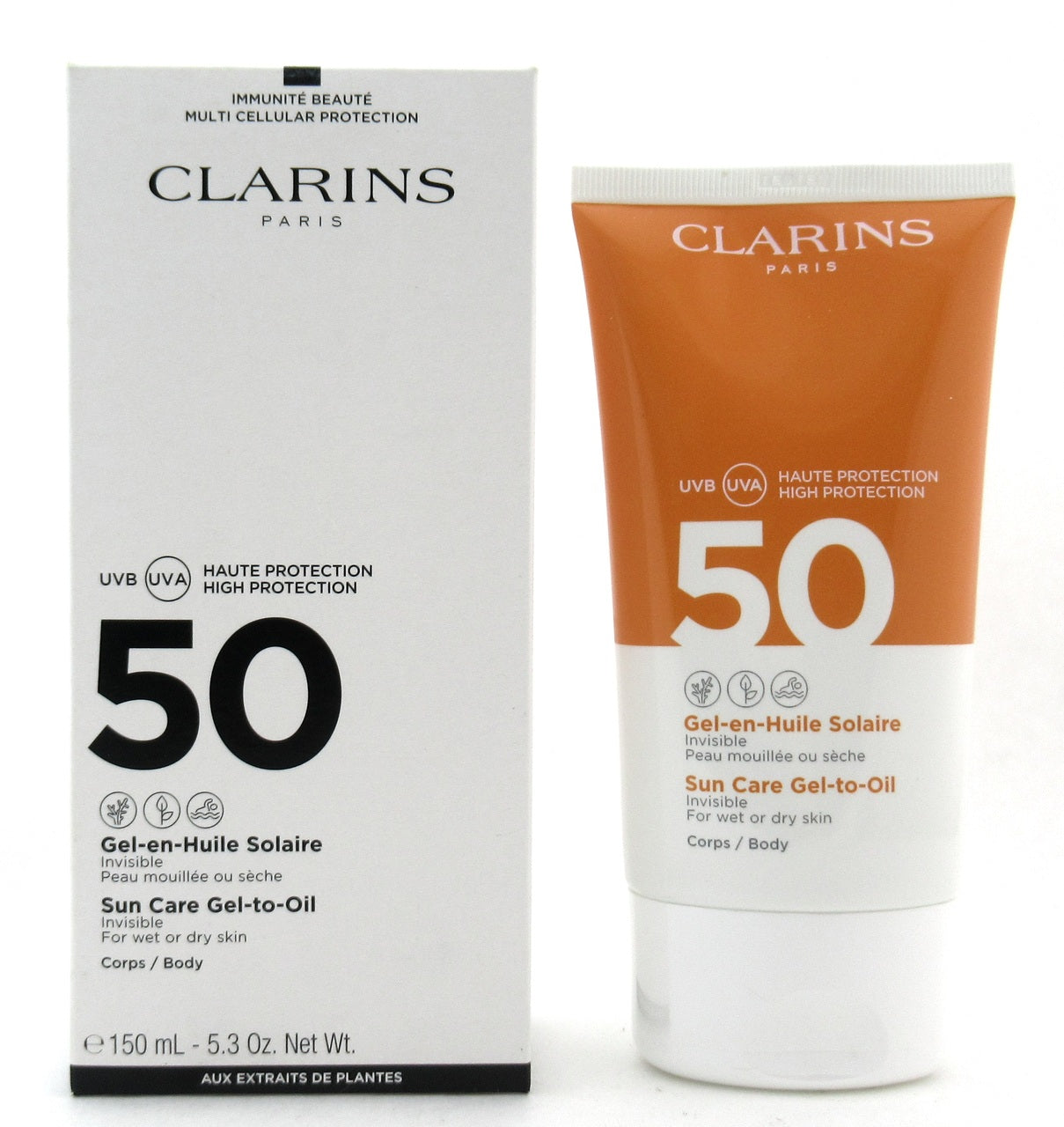 Clarins Sun Care Gel to Oil SPF 50 Body 150 ml./ 5.3 oz. New Tester