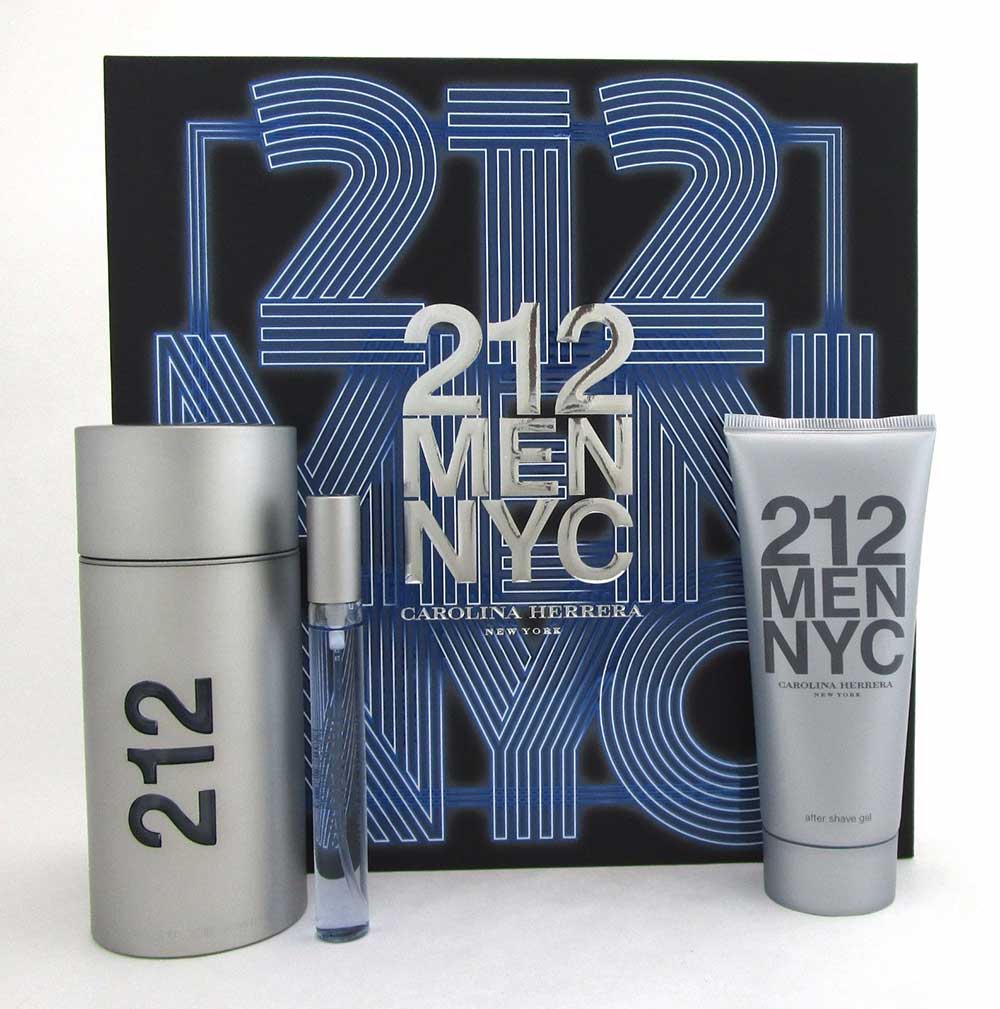 212 MEN NYC by Carolina Herrera Set: EDT 3.4oz & 10ml+ A/Sh/Gel 3.4oz