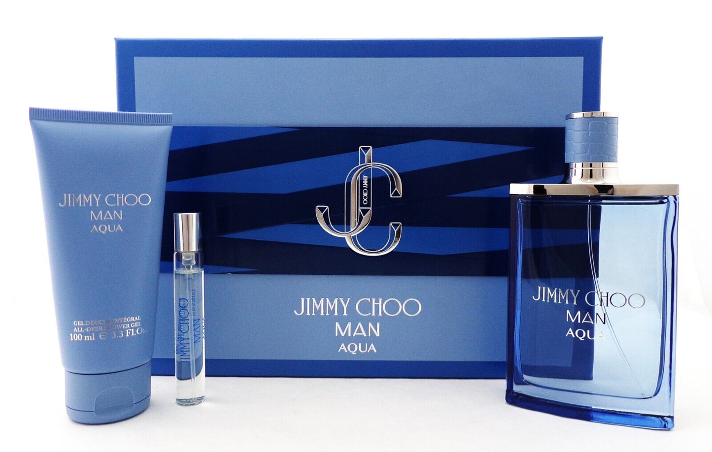 Jimmy Choo Man AQUA 3.3 oz. & 0.25 oz. EDT Spray + 3.3 oz. S/Gel New Men's SET