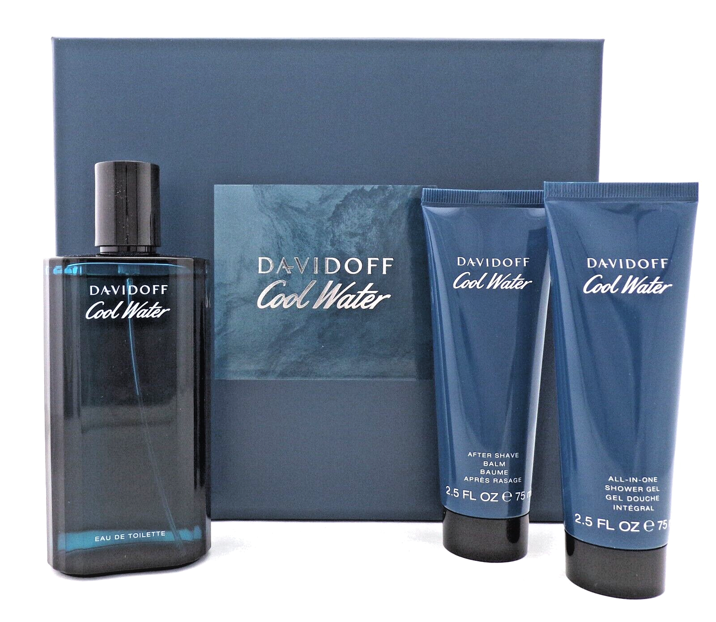 Cool Water by Davidoff 4.2 oz EDT Spr+2.5 oz Sh/Gel & A/Shave Balm New Men's SET