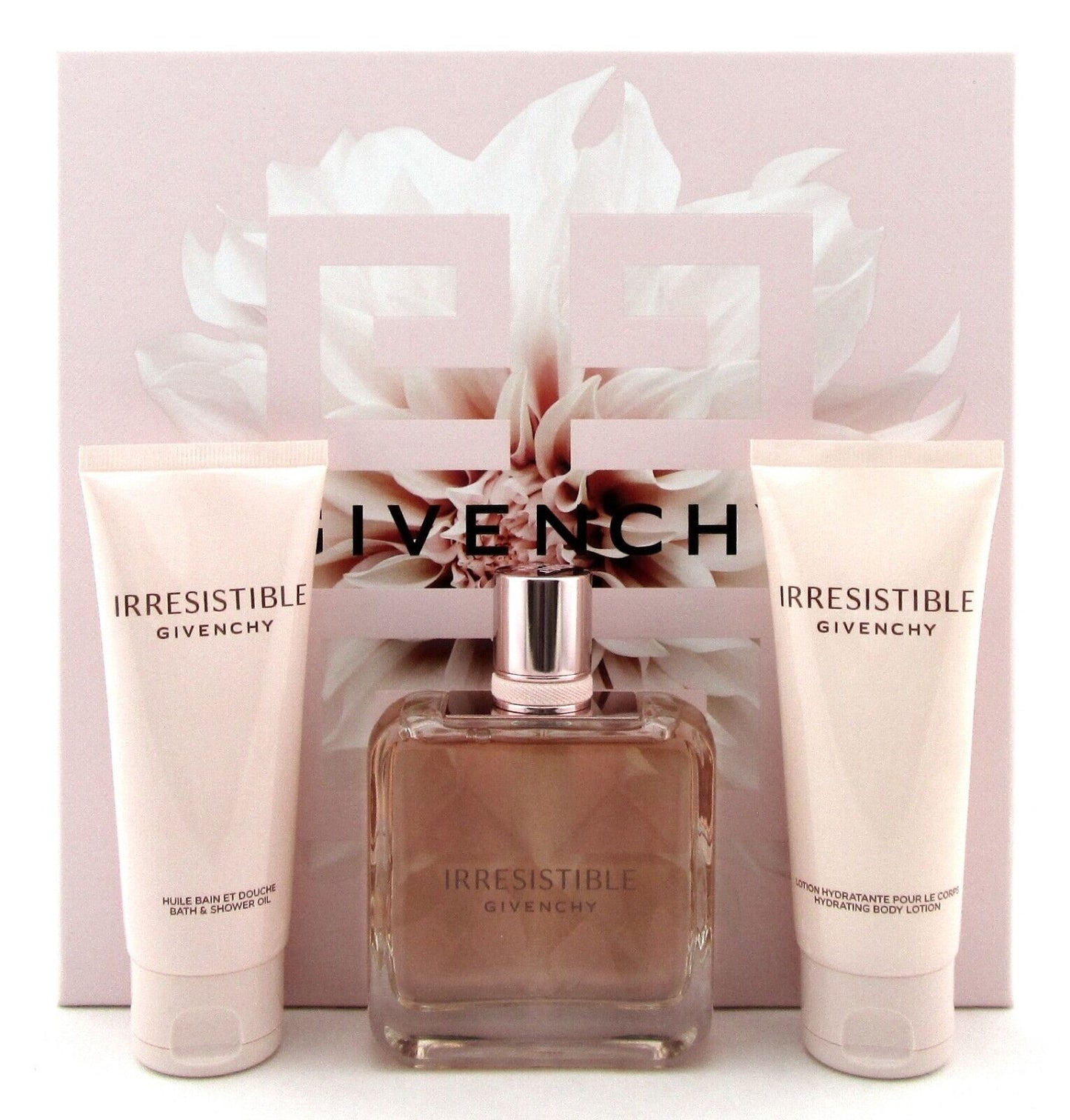 Irresistible Givenchy 2.7 oz EDP Spray+ 2.5 oz B/Lot & Sh/Gel. New SET for Women