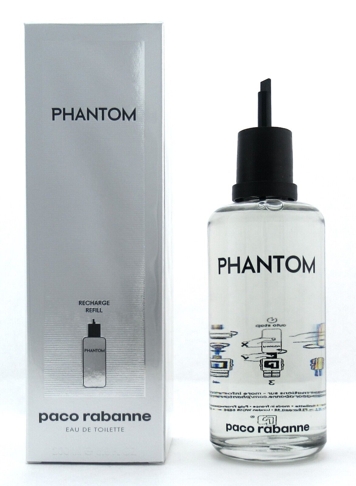 Paco Rabanne Phantom Cologne 6.8 oz. EDT Refill Splash for Men. New. DAMAGED Box