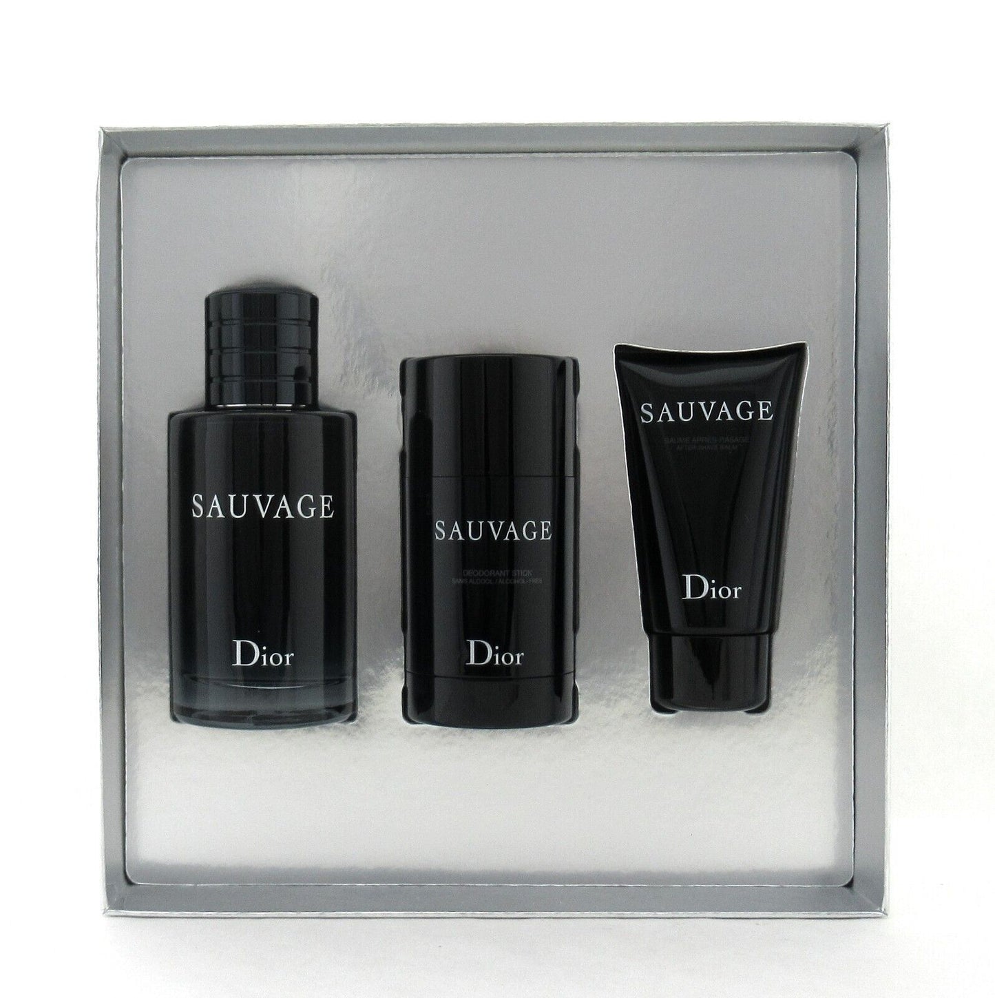 Dior Sauvage 3Pc Set EDT Spray 3.4 oz.+ Deodorant Stick +After Shave Balm New