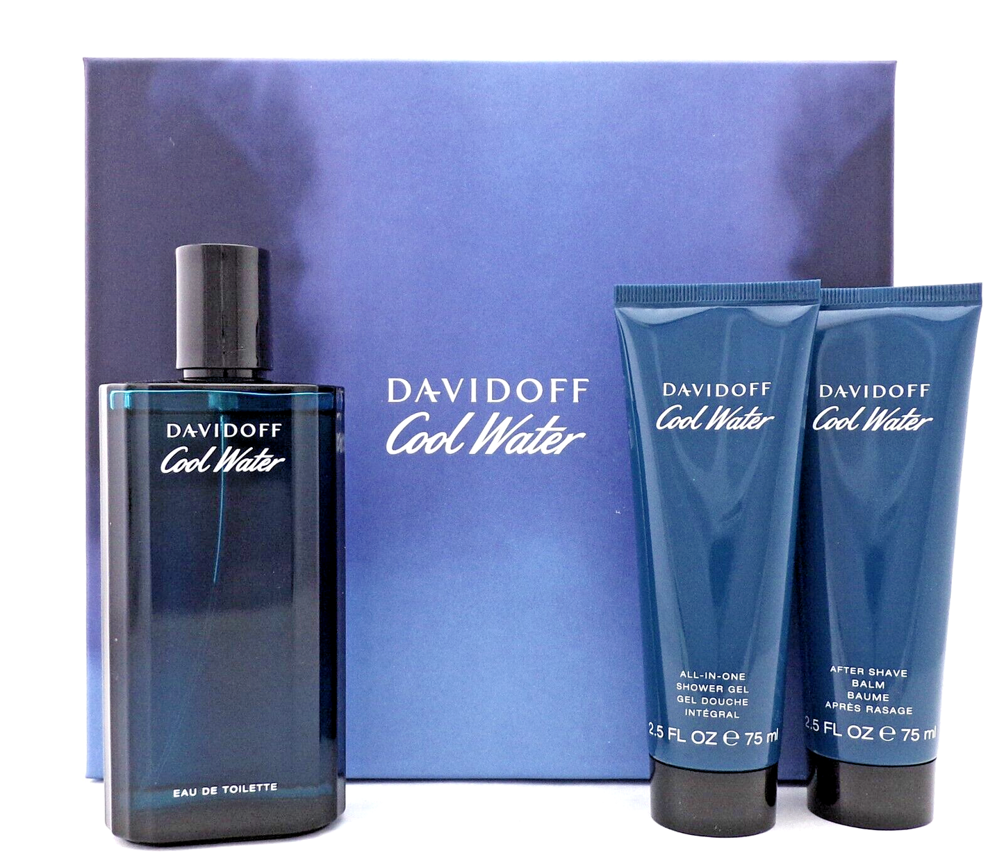 Cool Water by Davidoff 4.2oz EDT Spray+2.5oz Sh/Gel & A/Shave Balm New Men's SET