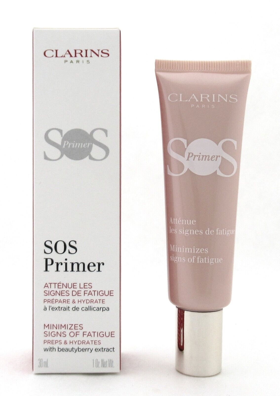Clarins SOS PRIMER Pink Minimizes Signs of Fatigue 30 ml./ 1.0 oz. New