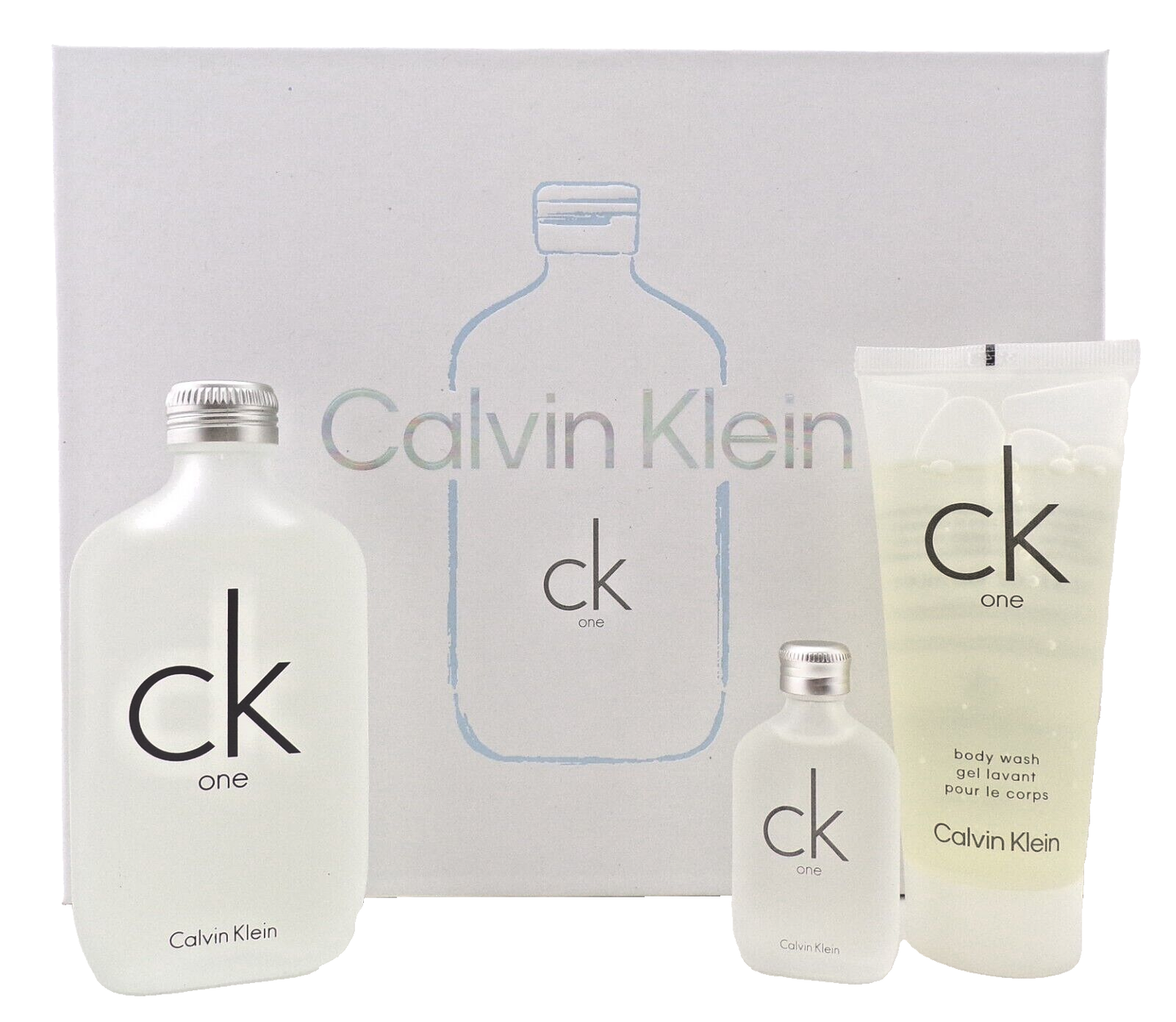 CK One by Calvin Klein 3.3 oz & 0.5 oz EDT Spray + 3.3 oz Body Wash. New SET