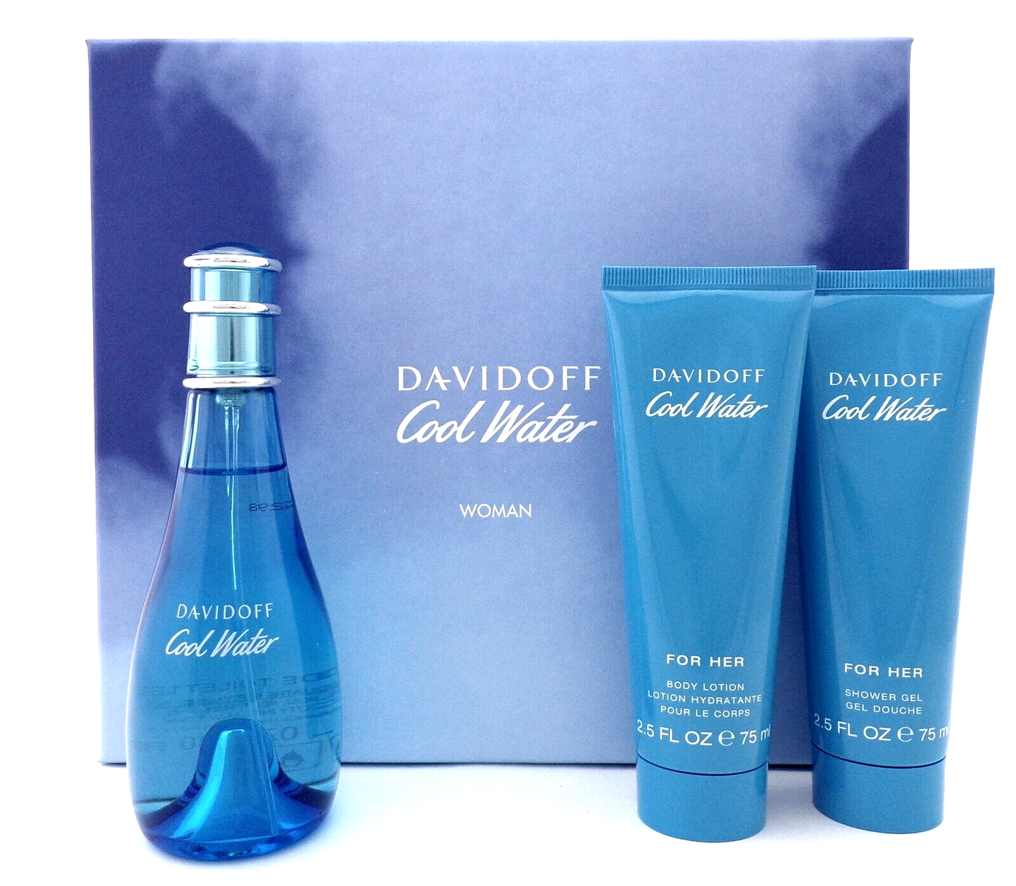Cool Water by Davidoff 3.4 oz EDT + 2.5 oz Sh/Gel & B/Lotion. New Women's SET