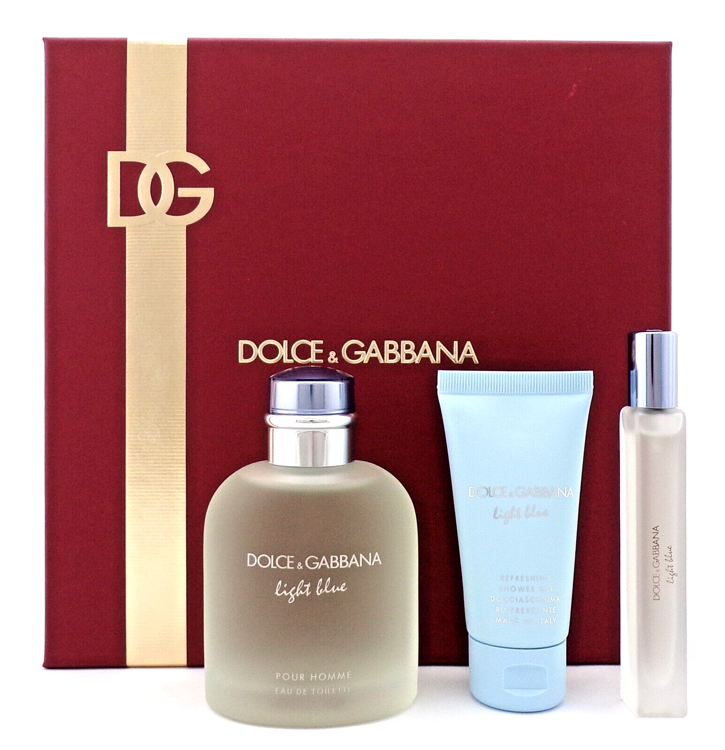 D&G LIGHT BLUE 4.2 oz & 10 ml EDT Spray + 1.7 oz Shower Gel. New Set for Men