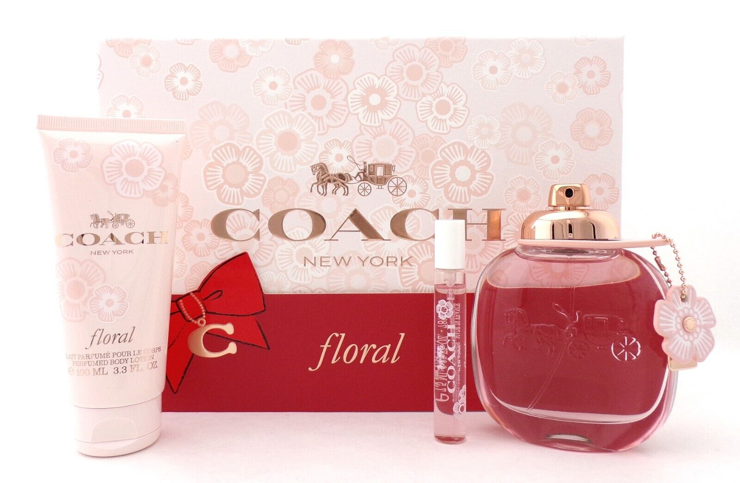 Coach FLORAL 3.0oz & 0.25oz Eau de Parfum Spray+3.3 oz B/Lotion New Women's Set