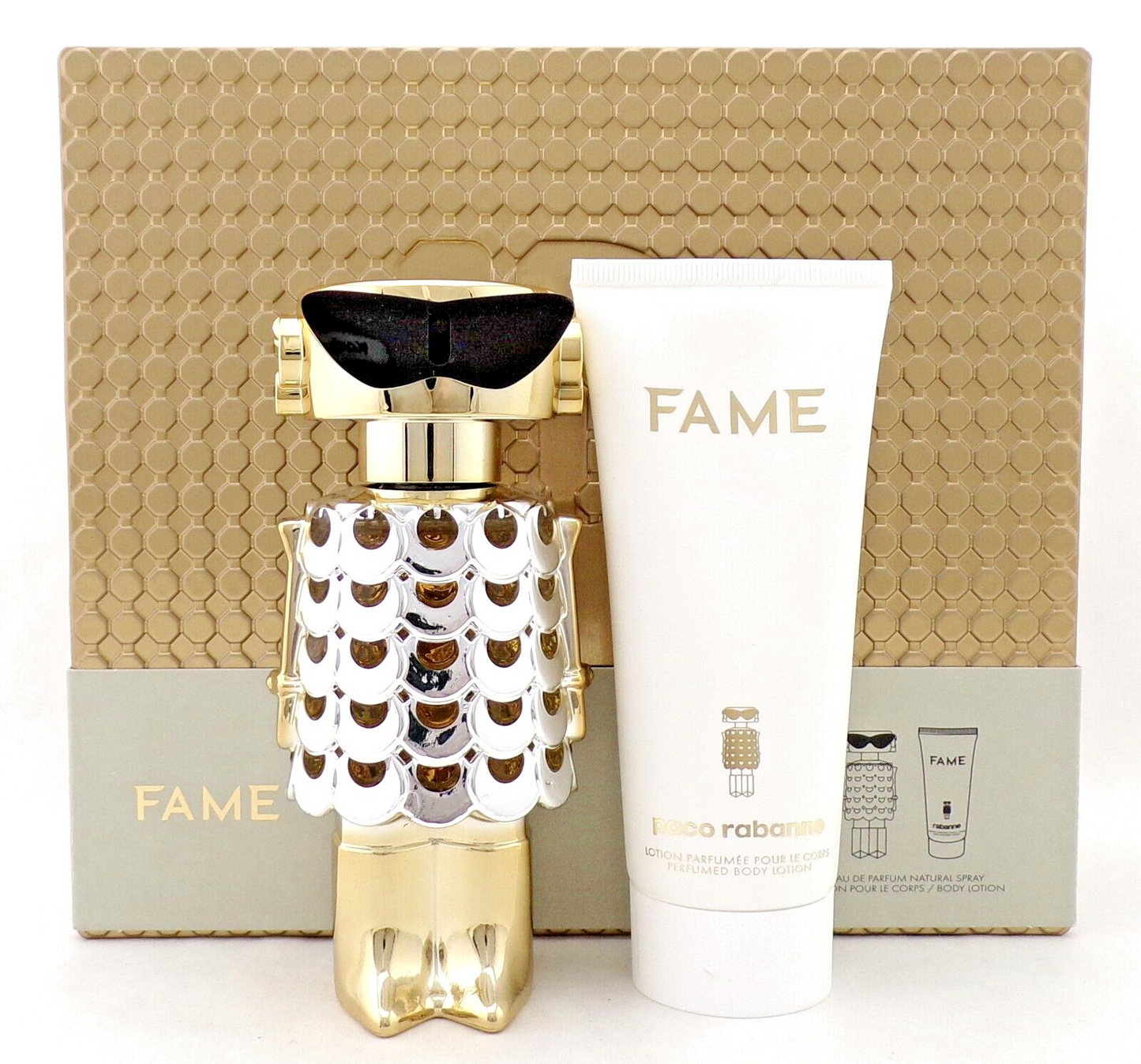 FAME by Paco Rabanne 2.7 oz. EDP Spray + 3.4 oz. Body Lotion. New Women's Set