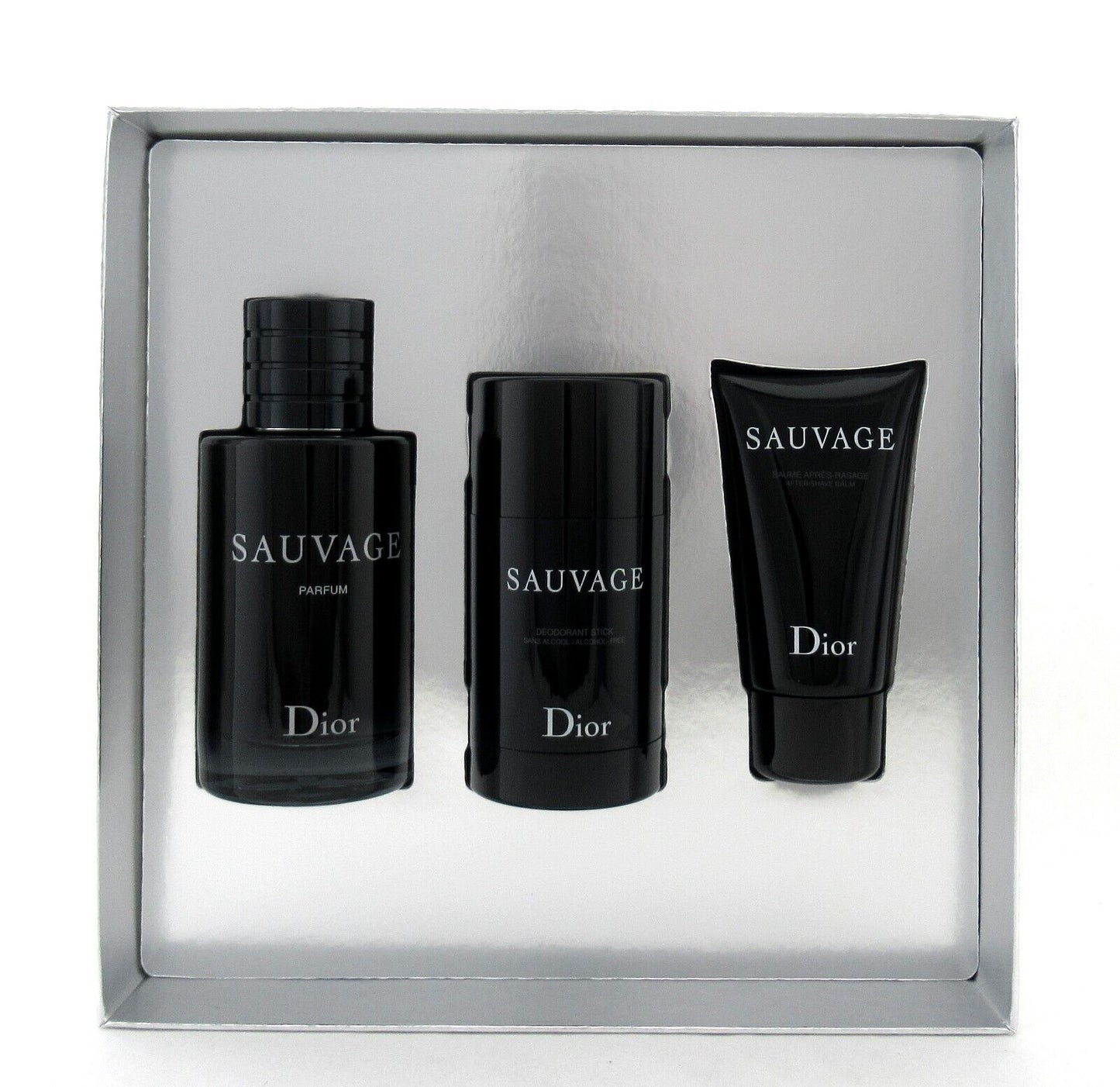 Dior Sauvage Parfum Spray 3Pc Set 3.4 oz.+ Deodorant Stick +After Shave Balm New