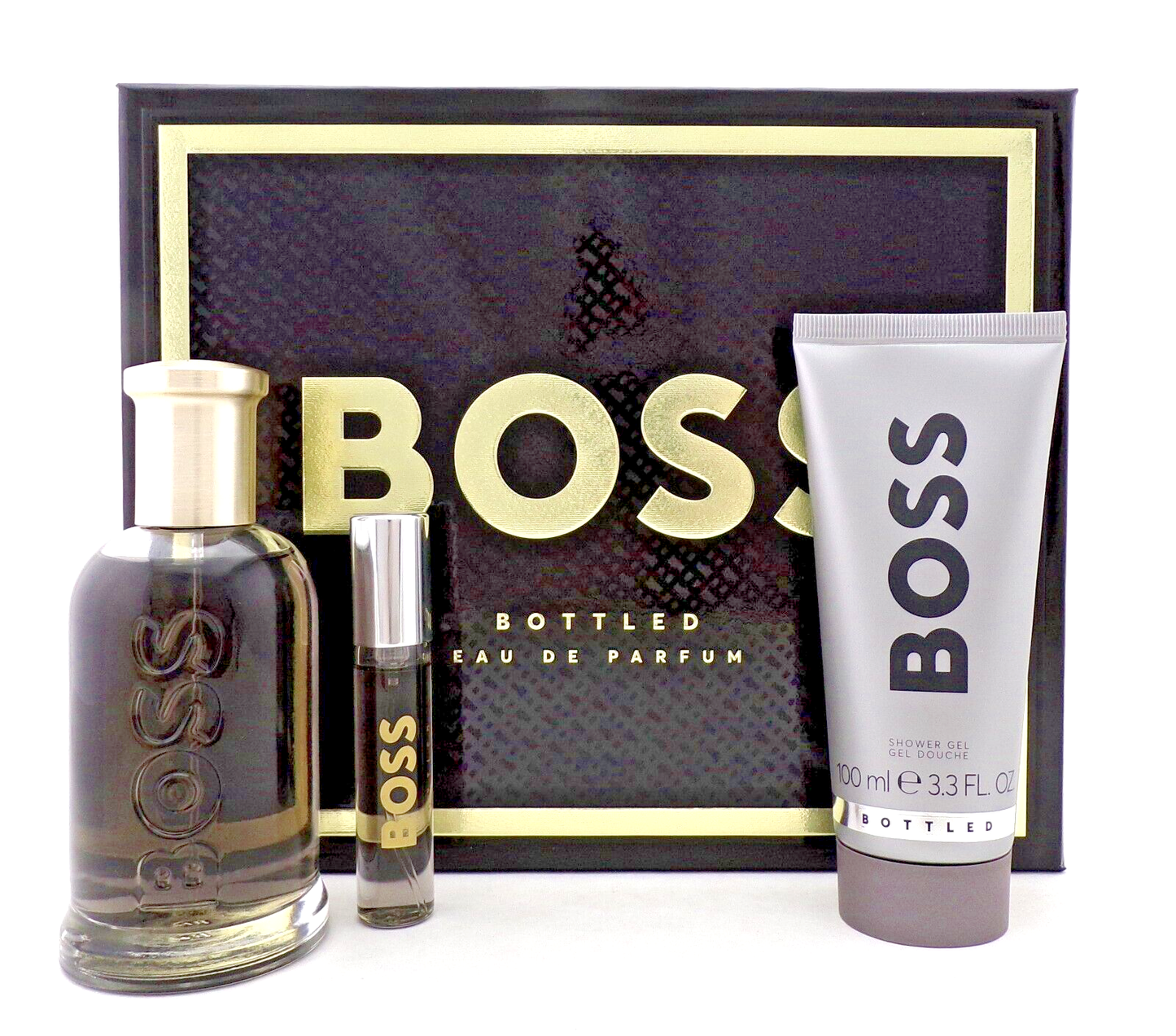 Boss Bottled by Hugo Boss 3.3 oz & 10 ml EDP Spray + 3.3 oz SH/Gel New Men's SET