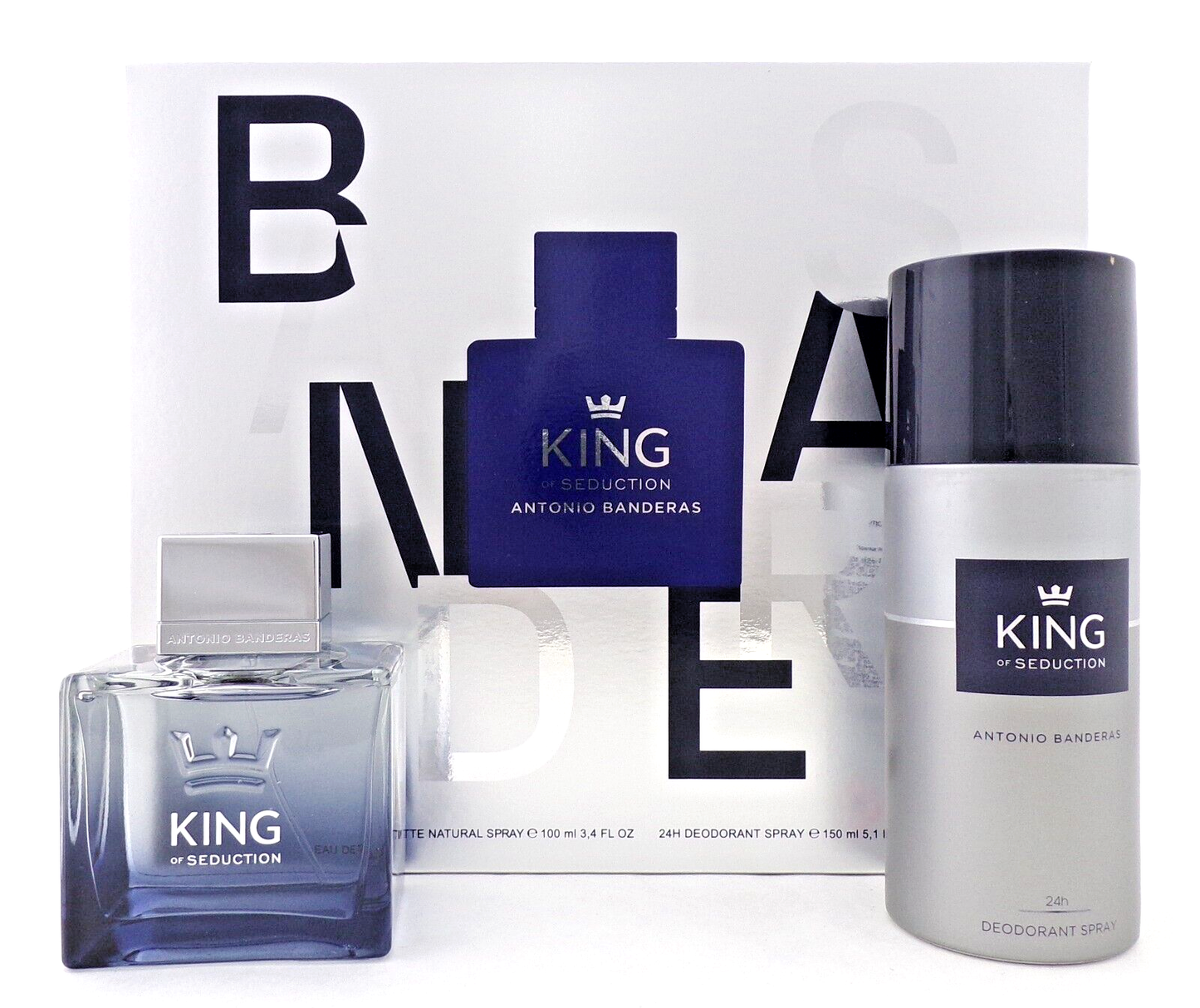 King of Seduction by Antonio Banderas 3.4 oz EDT+5.1 oz Deo Spray New Men's SET
