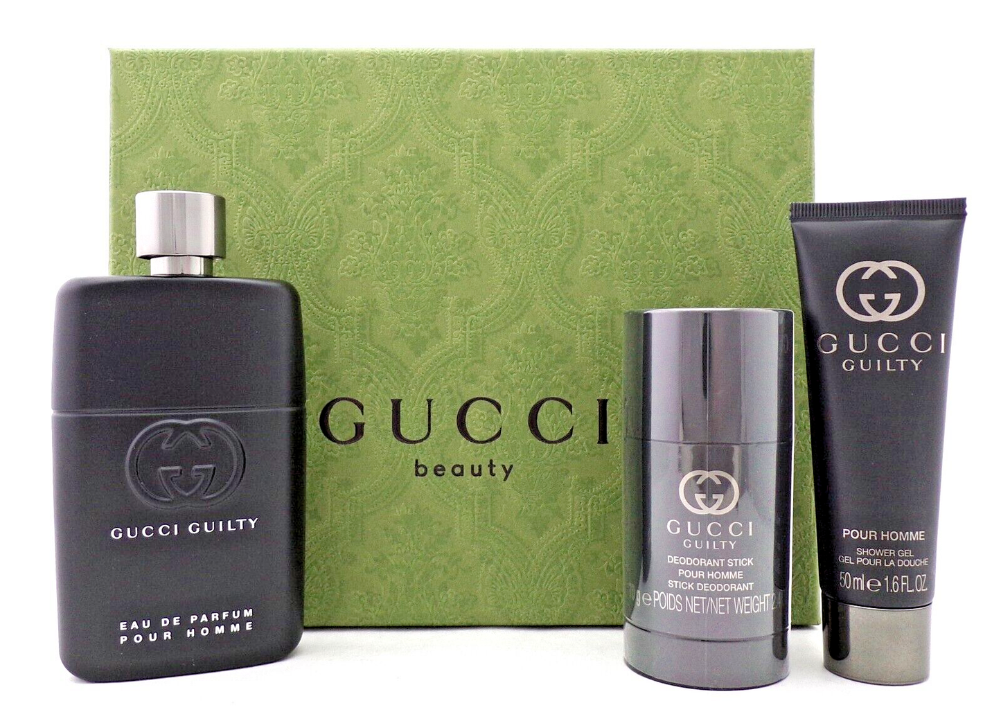 Gucci Guilty for Men 3.0 oz EDP Spray+ 2.4 oz Deo Stick+ 1.6 oz Sh/Gel. New SET