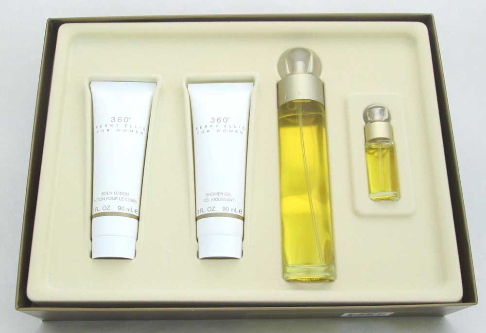 360 Perry Ellis 4 Pieces Gift Set for Women with EDT Spray 3.4 oz NIB