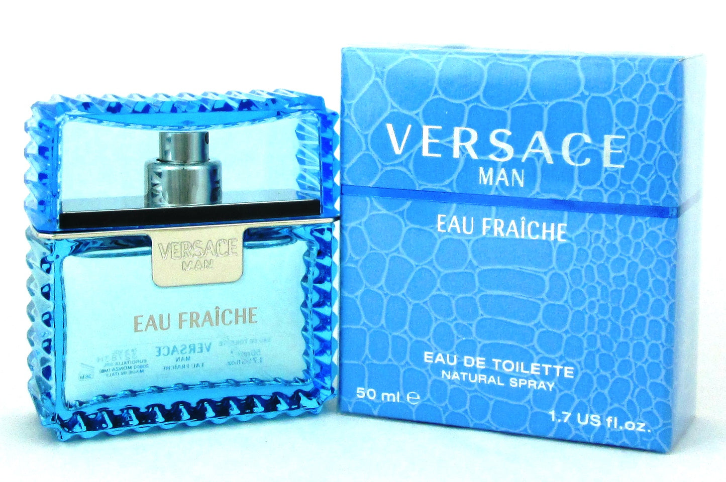 Versace Man Eau Fraiche Cologne 1.7 oz. EDT Spray for Men. New. DAMAGED Box
