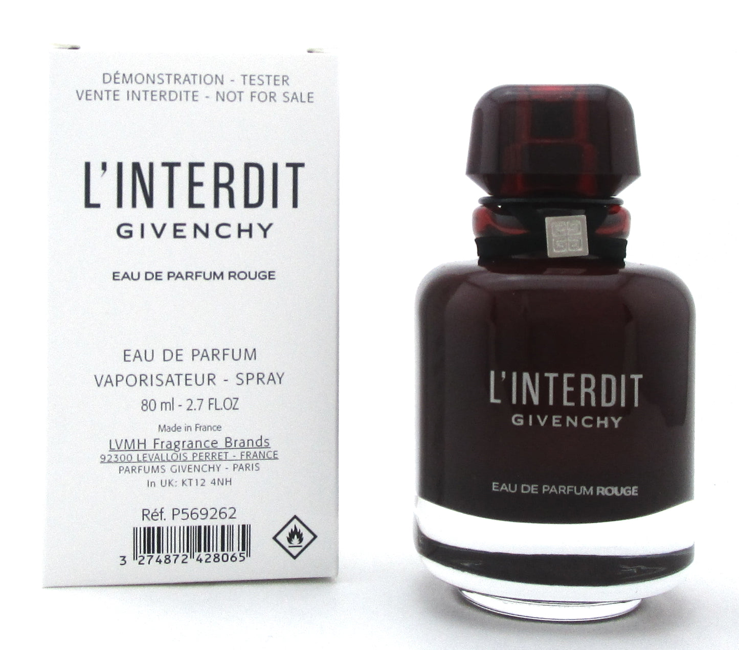 Givenchy L'Interdit 2.7 oz. Eau de Parfum ROUGE Spray for Women. New Tester w/Cap