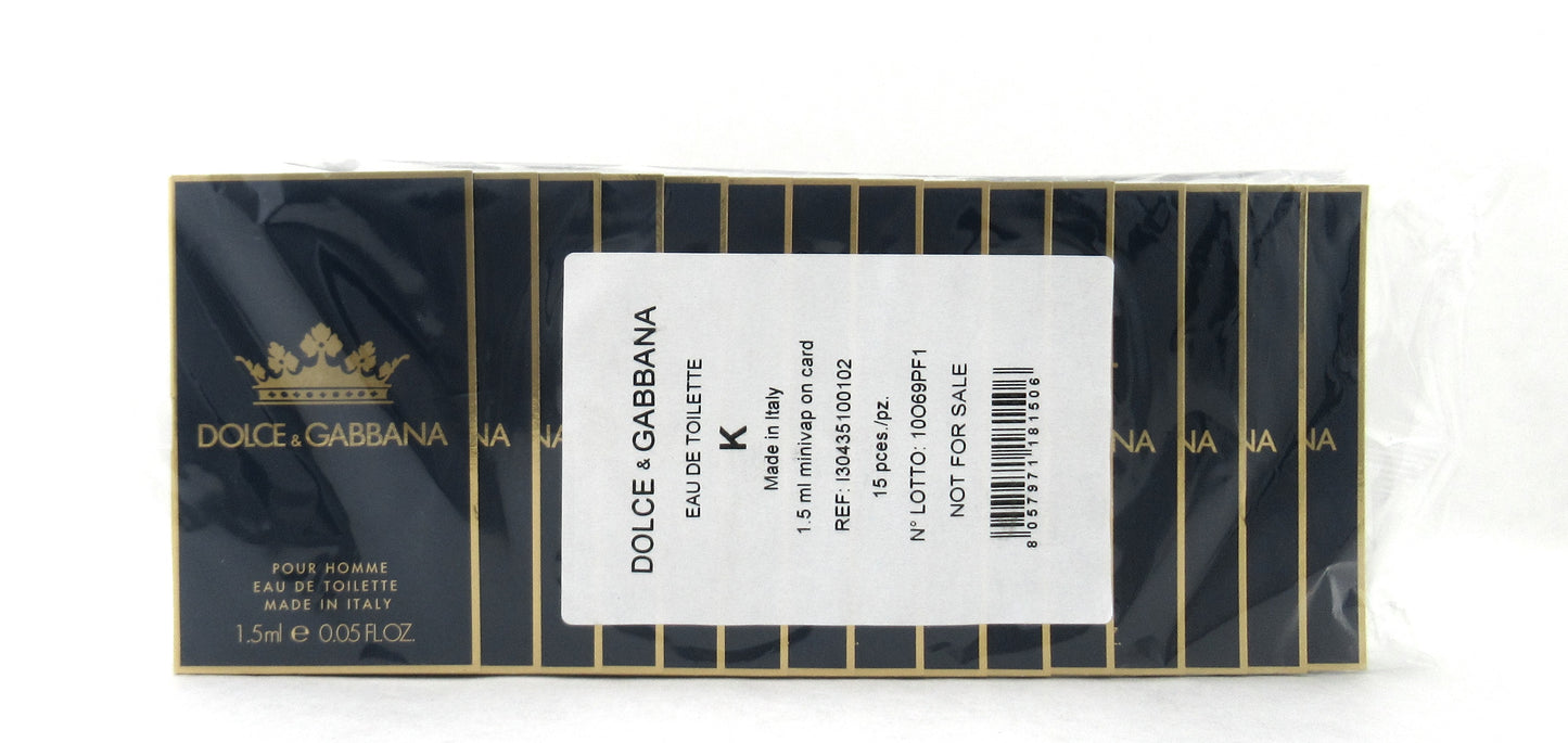 Dolce & Gabbana K Pour Homme Eau De Toilette Spray Vial 1.5 ml./ 0.05 oz. Lot of 15 New Sealed Pack