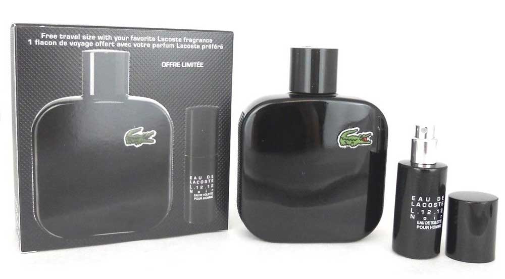 Lacoste Eau de Lacoste L.12.12 Noir 3.3oz.EDT+8ml. Men's Travel Set.
