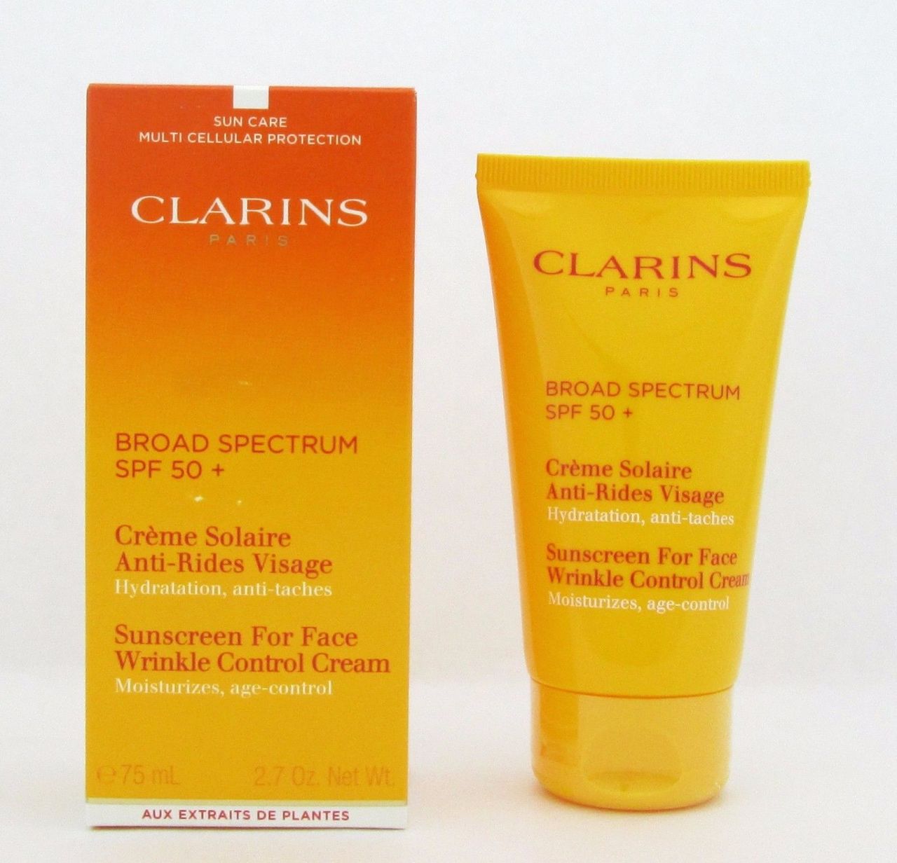 Clarins Sunscreen For Face Wrinkle Control Cream SPF50+ 75 ml NIB