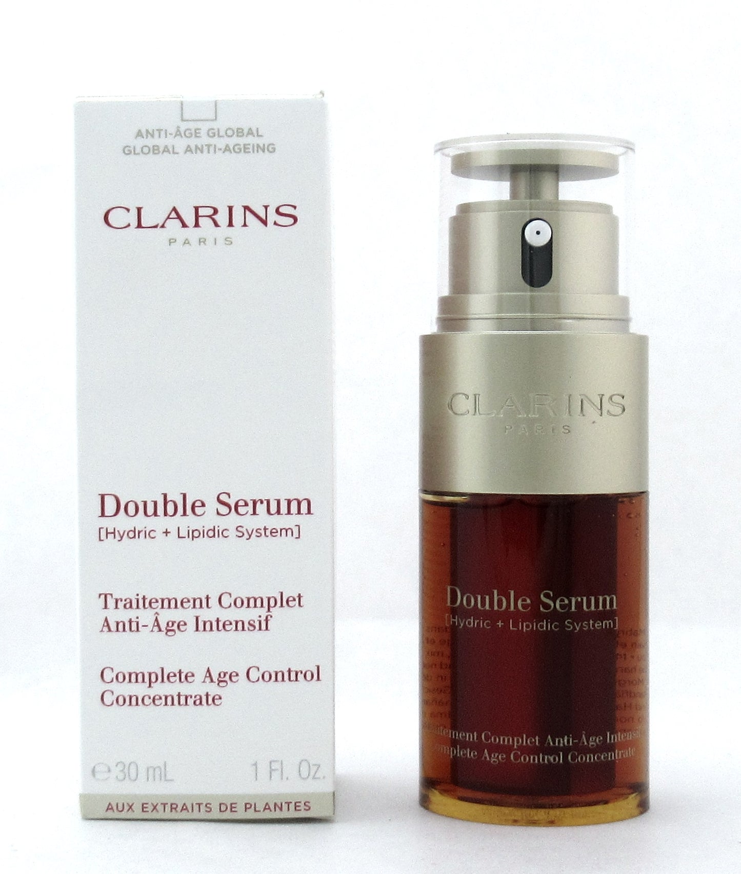 Clarins Double Serum Complete Age Control Concentrate 30 ml./ 1.0 oz. Damaged Box