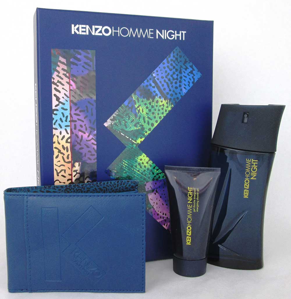 Kenzo Homme Night Set for Men: 3.4oz.EDT Spray+ 1.7oz.Sh/Gel+ Wallet