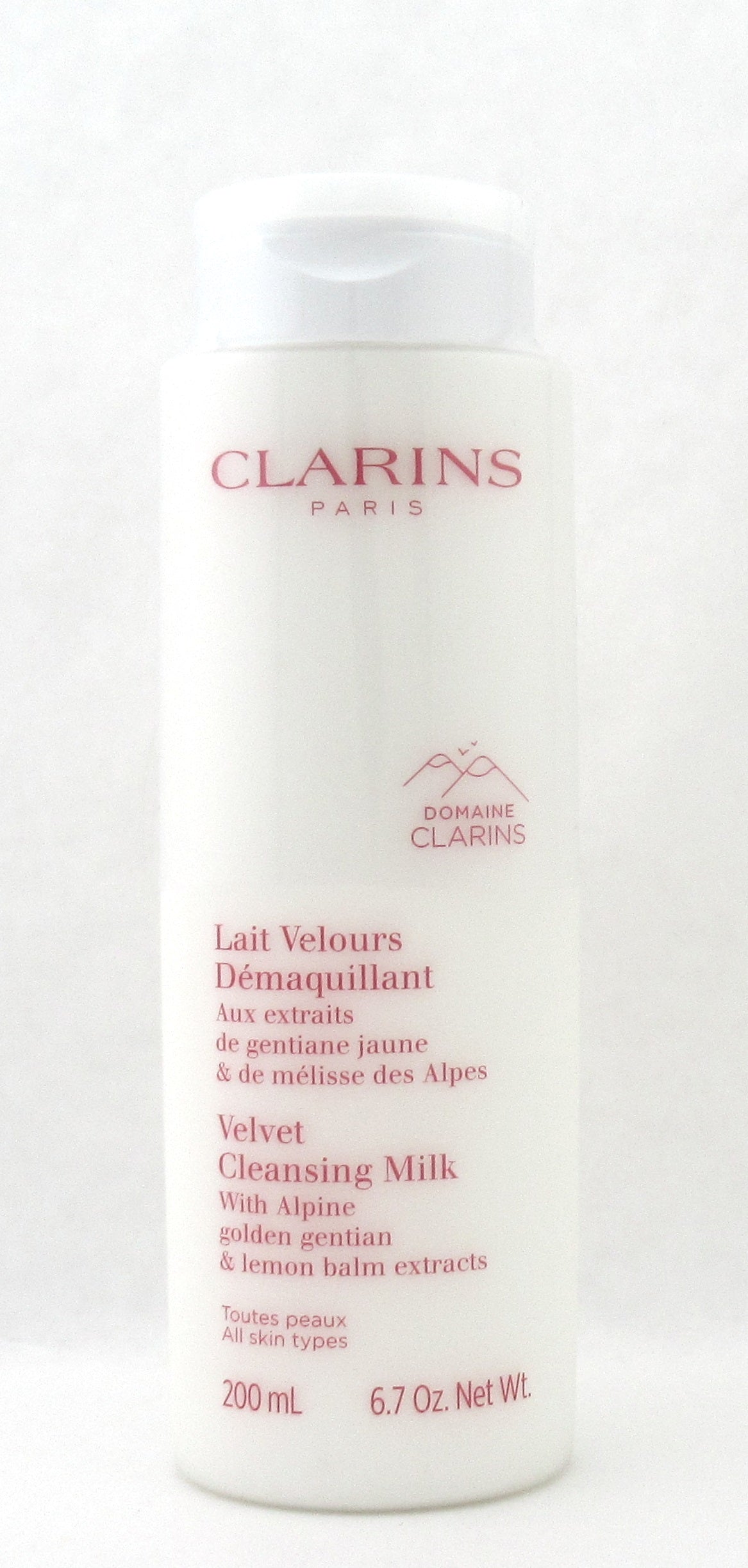 Clarins Velvet Cleansing Milk w/Alpine Golden Gentian & Lemon Balm All Skin Types 6.7 oz. New TESTER