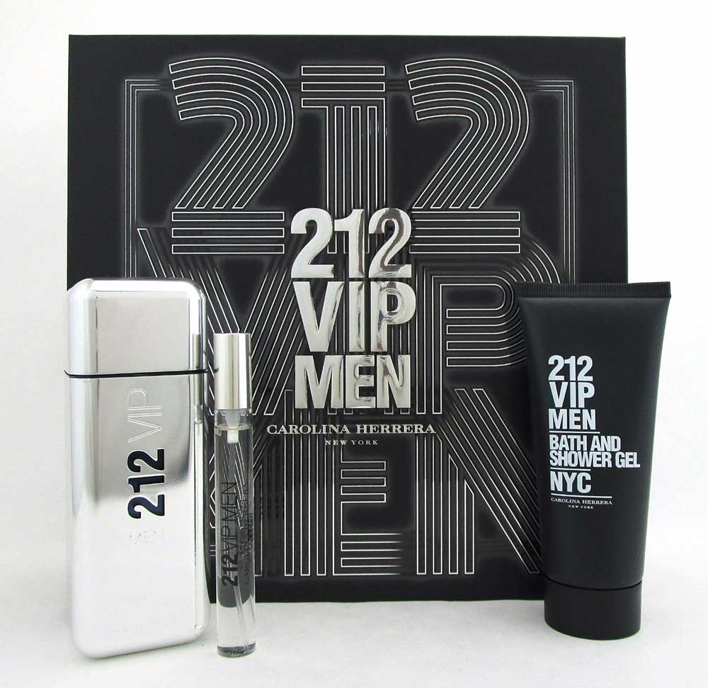 212 VIP Men Carolina Herrera Set:EDT Spray 3.4oz.&10ml.+Sh/Gel 3.4oz.