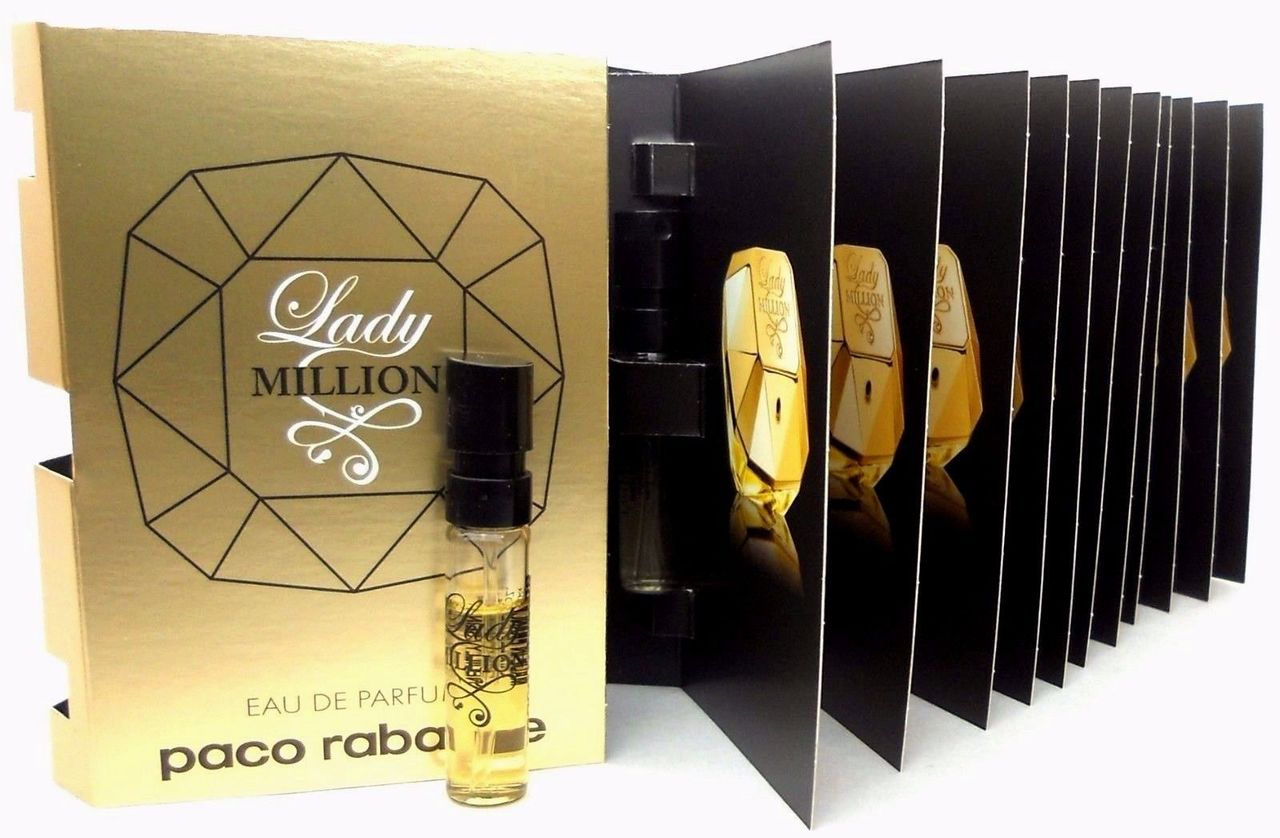 Lady Million Paco Rabanne EDP Spray Sample Vials PACK of 12 pcs.New Sealed Bag.