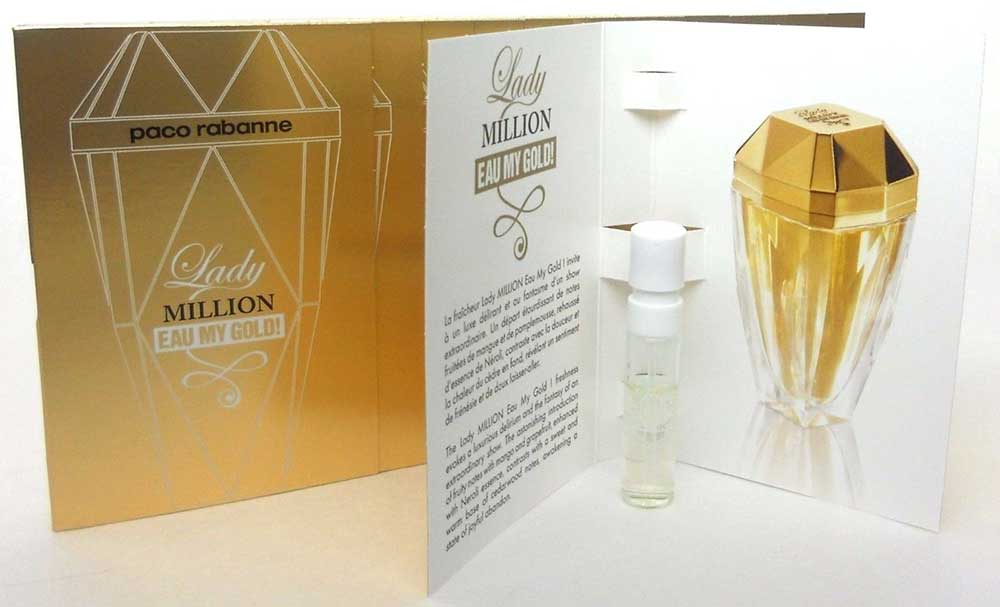 Lady Million EAU MY GOLD EDT Spray Sample Vials-Pack of 12 pcs.Sealed