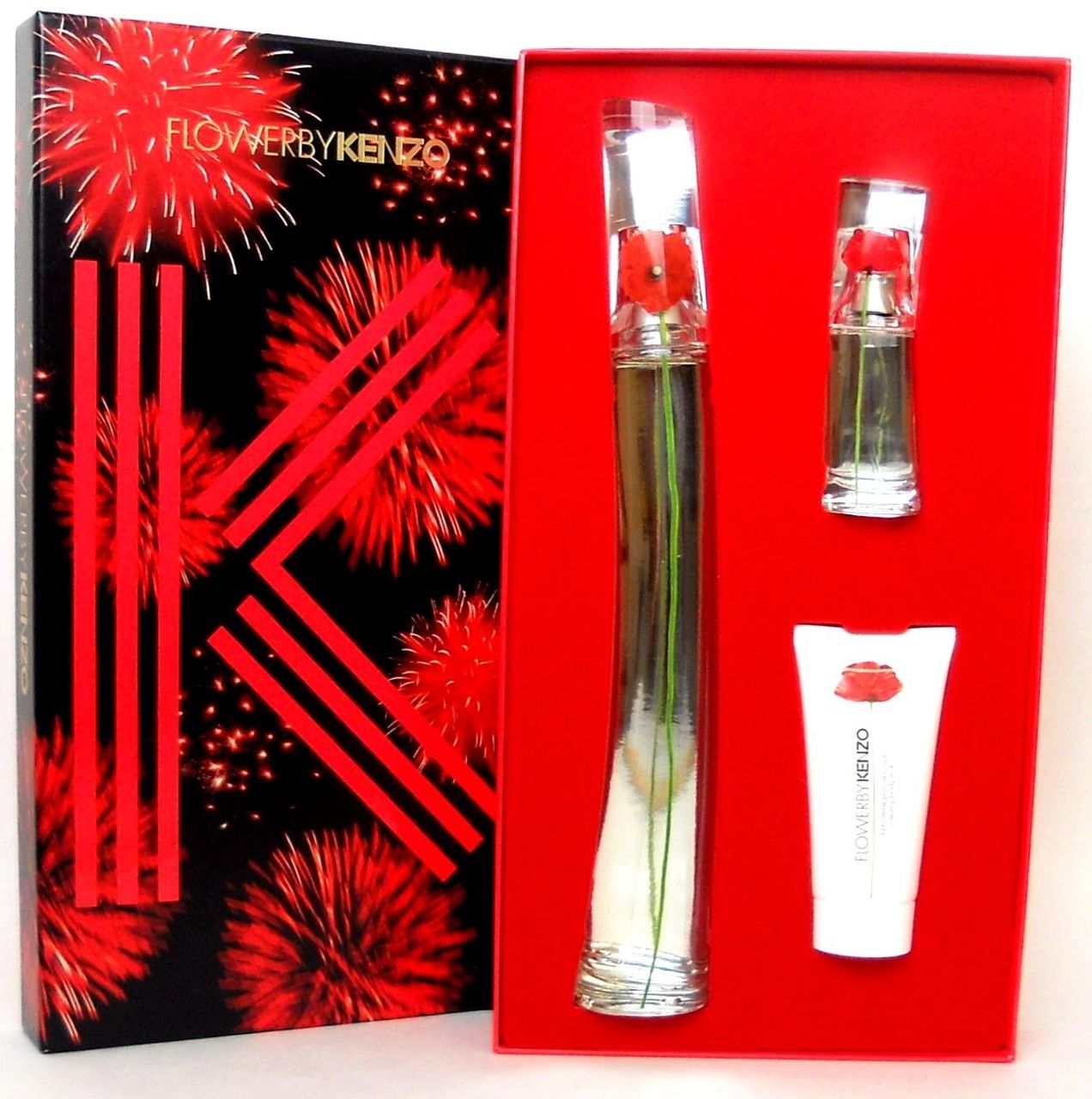 Flower by Kenzo EDP Spray 3.3 oz.+15 ml.Spr.+1.7 oz.Milk. Brand New