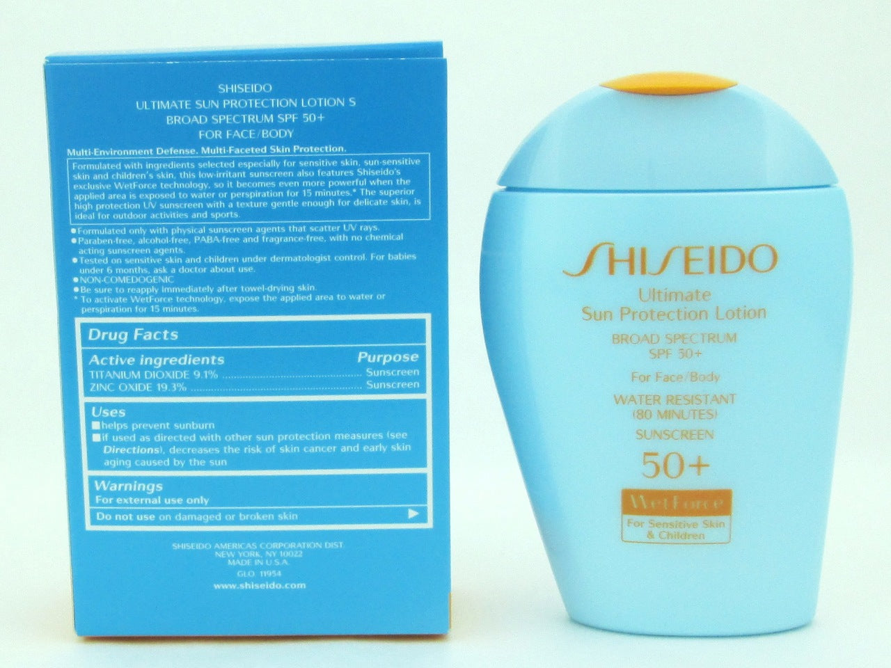 Shiseido Ultimate Sun Protection Lotion SPF50+Wet Force 100ml Sensitive Skin *Damaged