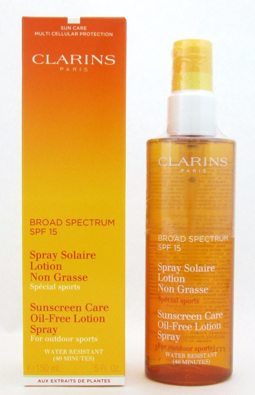 Clarins Sunscreen Care Oil-Free Lotion Spray For Outdoor Sports SPF15 150 ml NIB
