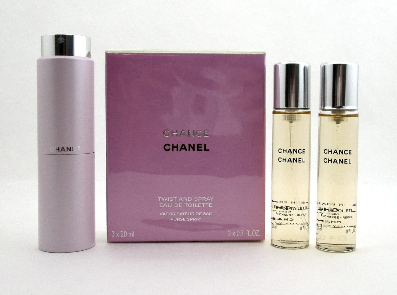 Chanel Chance Twist and Spray Eau de Toilette Purse Spray 3 x 20 ml. NIB Sealed.