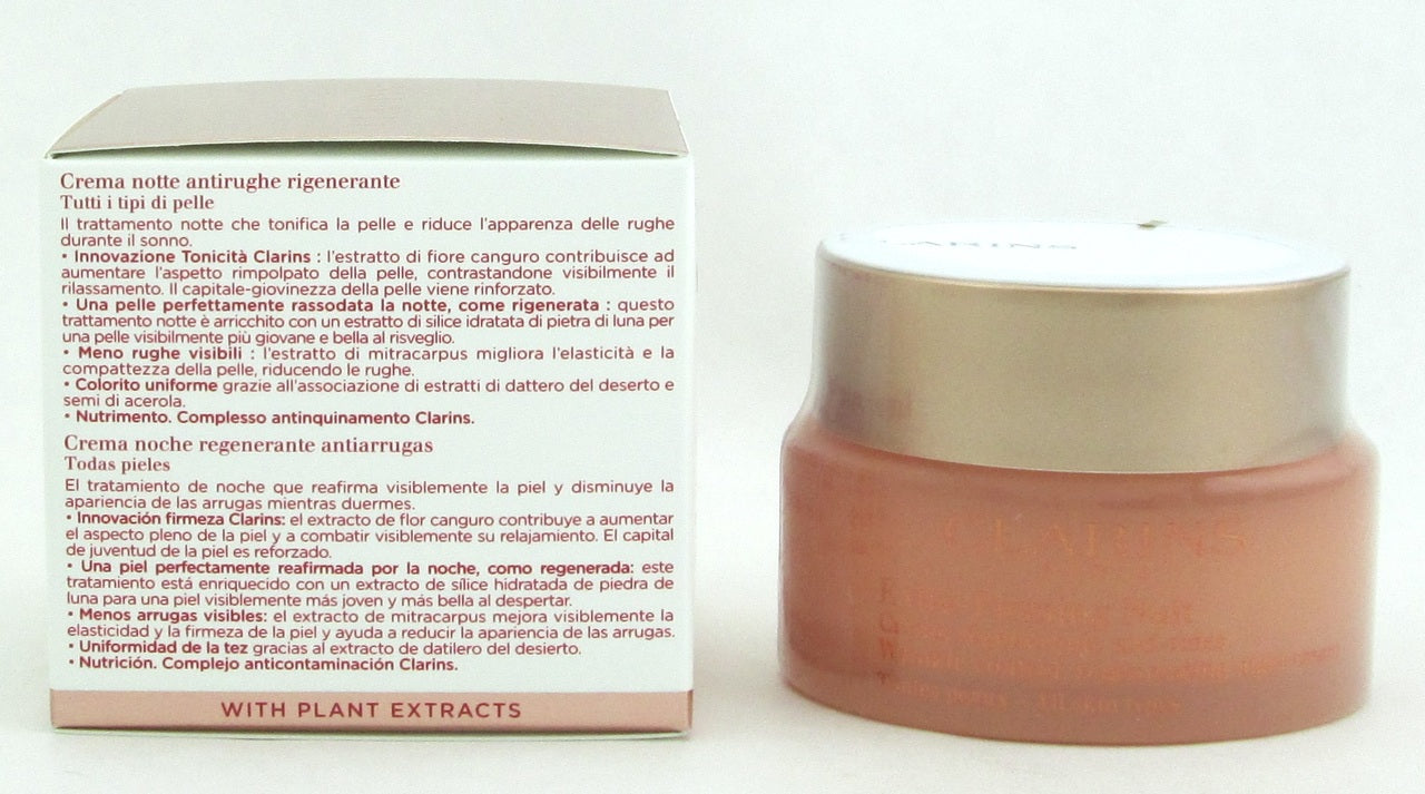 Clarins Extra Firming Nuit Wrinkle Control, Regenerating Night Cream All Skin Types 50 ml./ 1.7 oz.