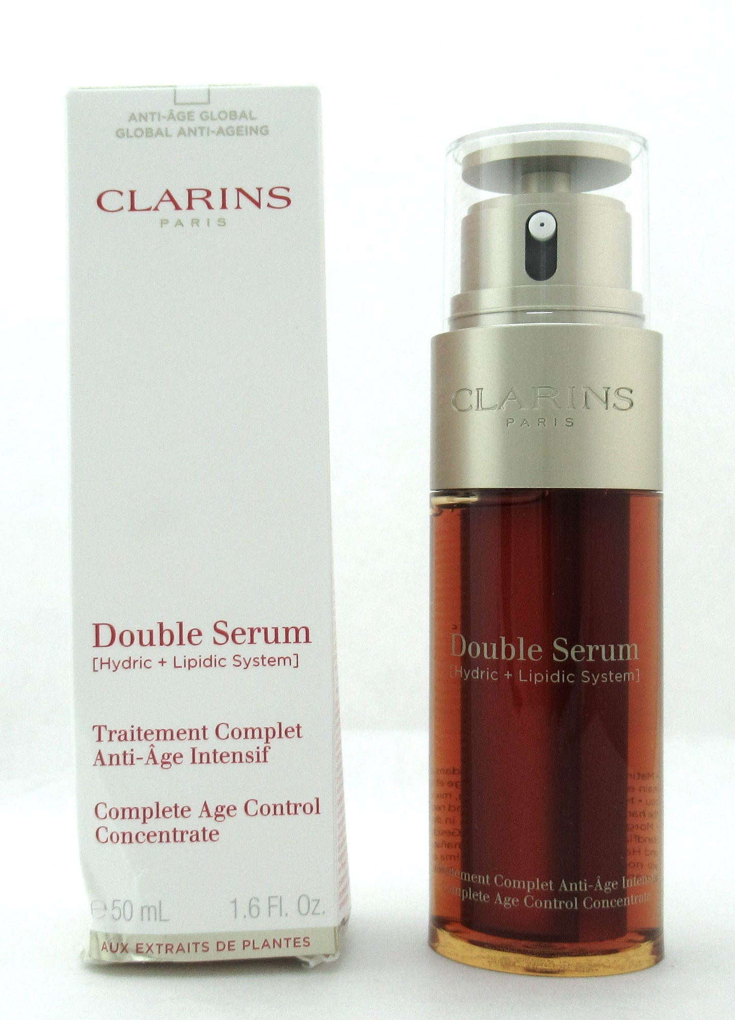 Clarins Double Serum Complete Age Control Concentrate 50 ml./ 1.6 oz. Damaged Box