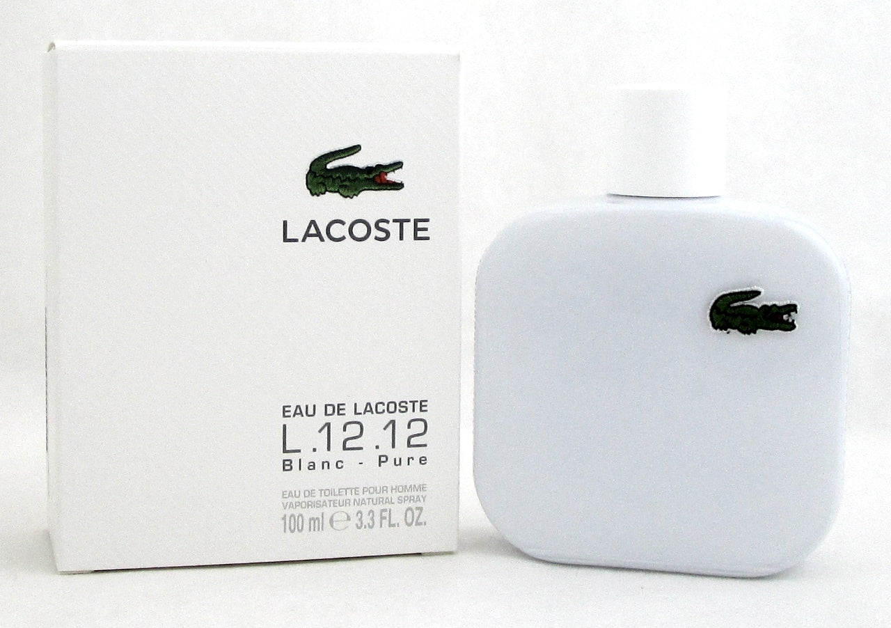 Eau de Lacoste L.12.12 BLANC PURE Cologne 3.3 oz. EDT Spray Men. NEW. No Cellophane.