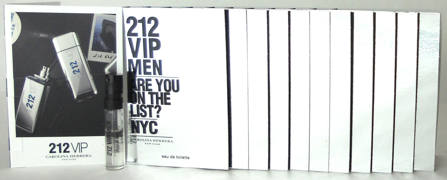 Carolina Herrera 212 VIP Men EDT Spray Sample Vials Pack Lot of 12 in Sealed Bag