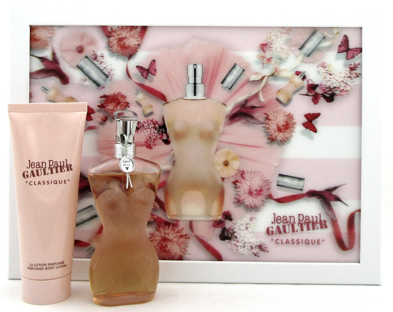 Jean Paul Gautier Classique Set:1.7oz.EDT Spray+2.5 oz.B/Lotion.New in Hard Box.