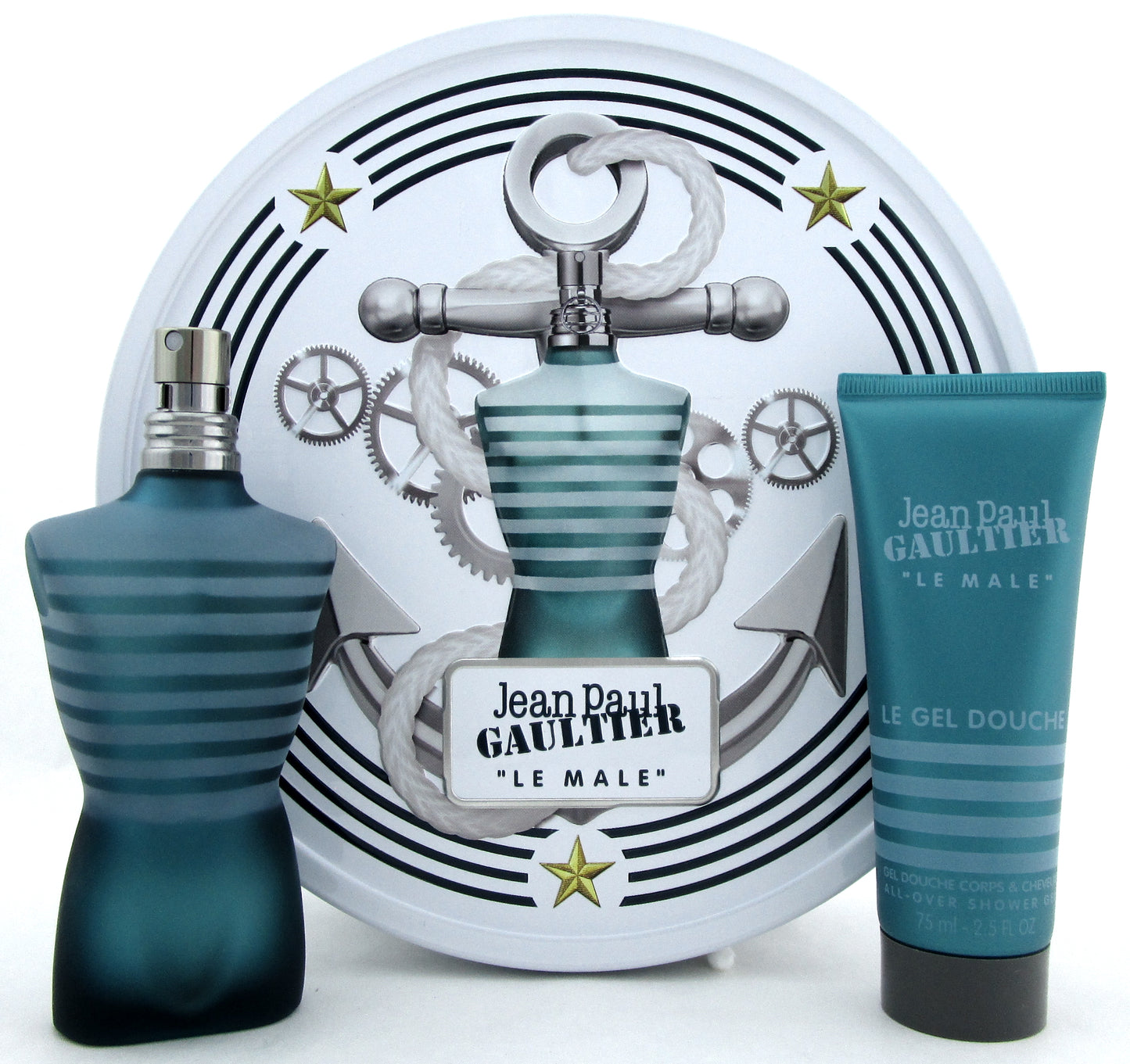 Jean Paul Gaultier ''Le Male'' Set for Men: 2.5 oz. EDT Spray + 2.5 oz. S/Gel