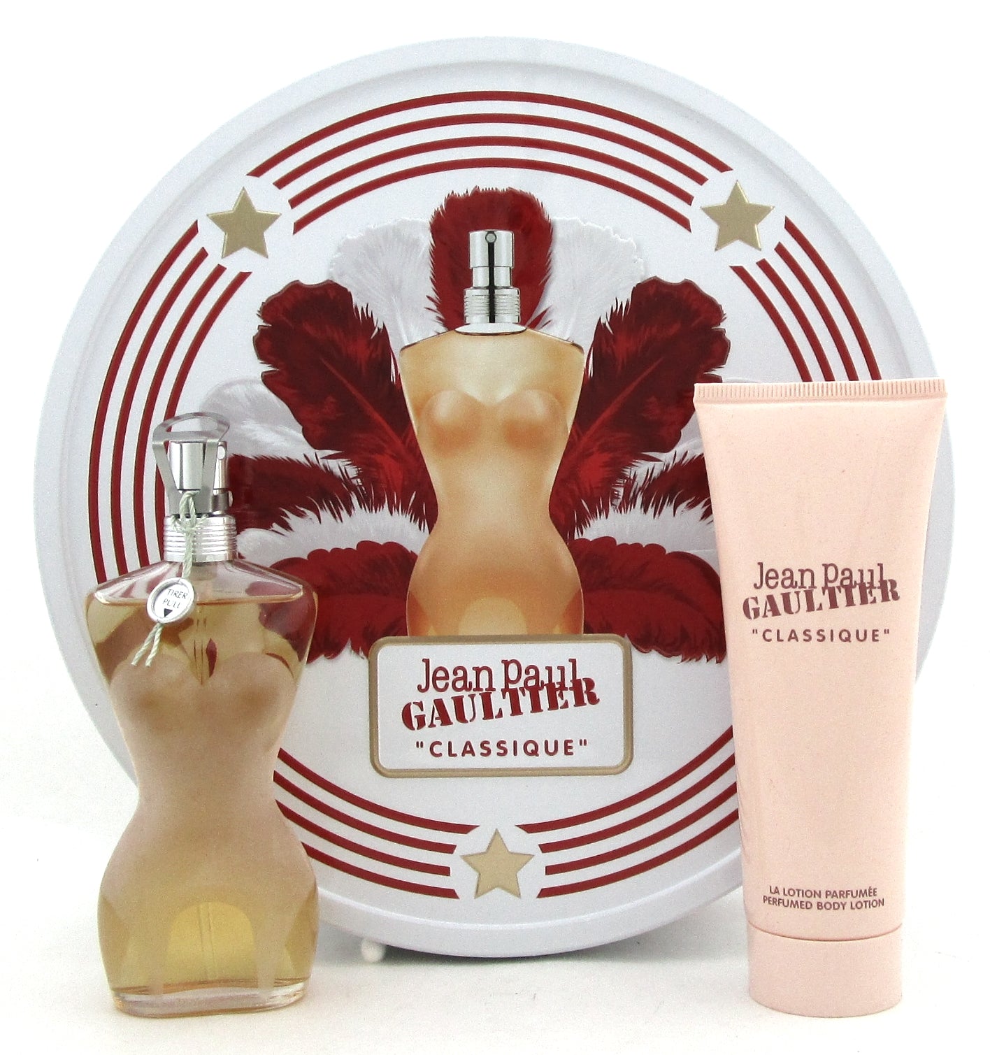 Jean Paul Gautier Classique Set: 1.7oz.EDT Spray+2.5 oz.B/Lot. New in Metal Box