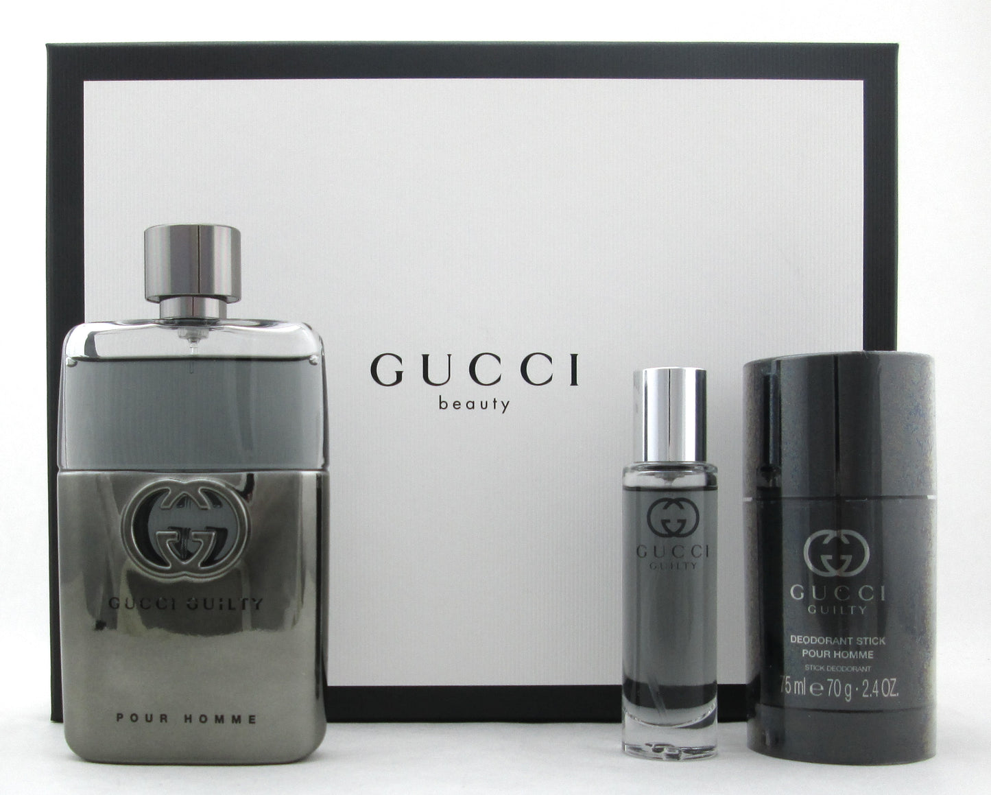 Gucci Gilty Pour Homme Gift Set EDT Spray 3.0 oz+Deo Stick+EDT Spray 0.5 oz.