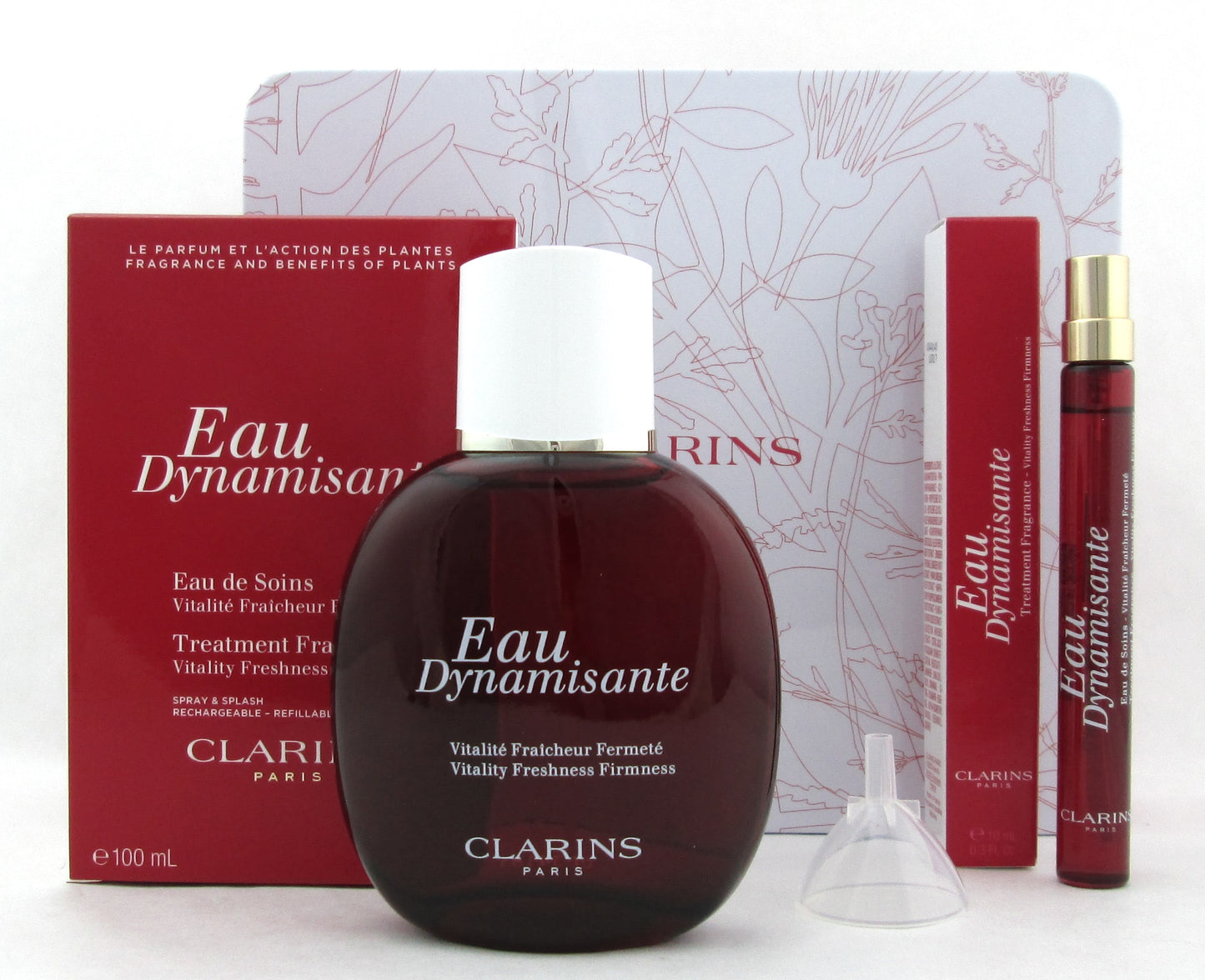Clarins Eau Dynamisante Treatment Fragrance Set Spray Splash Refillable 100 ml./3.3 oz.+10 ml./0.3 oz.