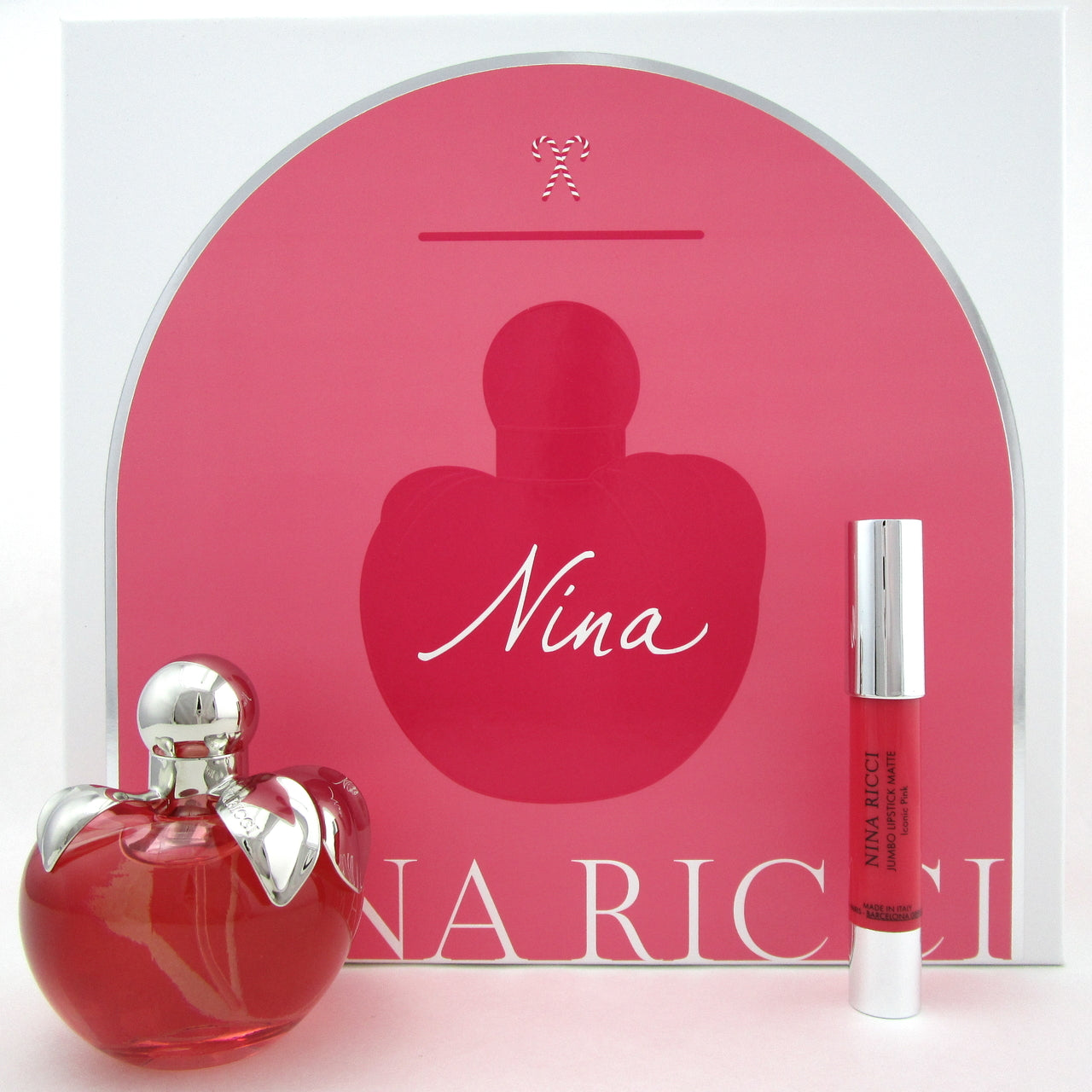 Nina by Nina Ricci 2.7 oz EDT Spray + 2.5 g Pink Lipstick. New Set. DAMAGED Box