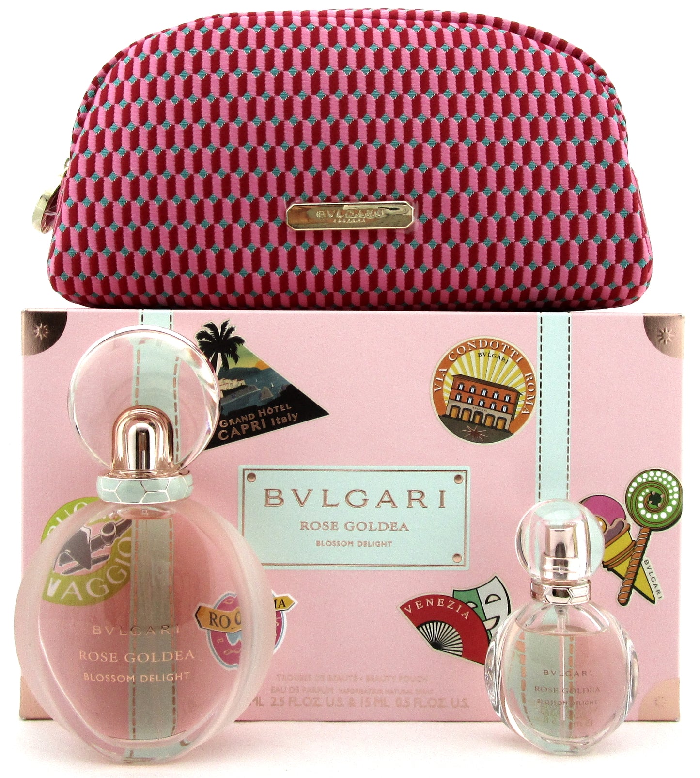 Bvlgari Rose Goldea BLOSSOM DELIGHT 2.5oz.& 15ml. EDP Spray+ Pouch. Women's SET