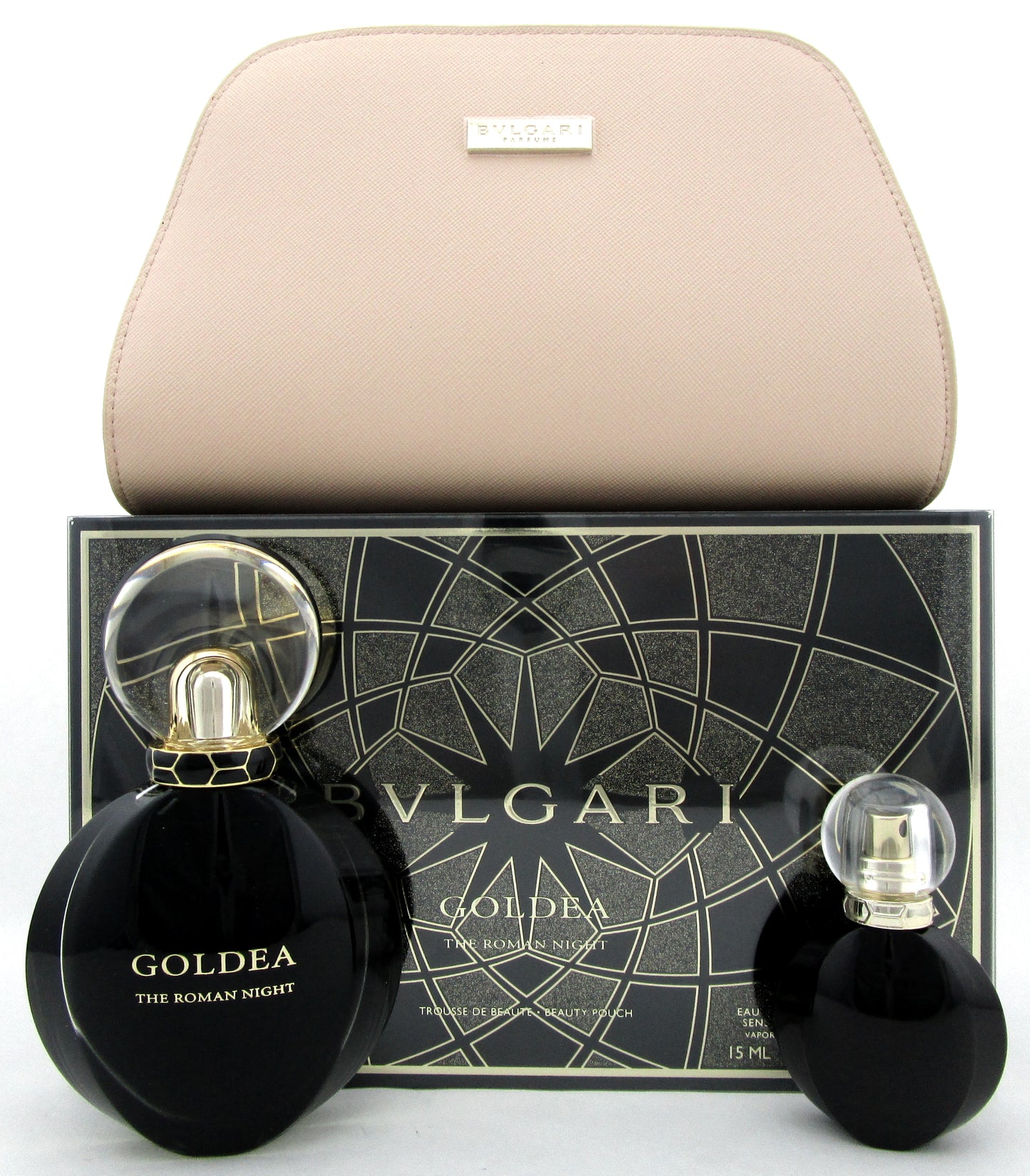 Bvlgari Goldea The ROMAN NIGHT 2.5 oz & 15 ml EDP Sensuelle Spray + Pouch. SET