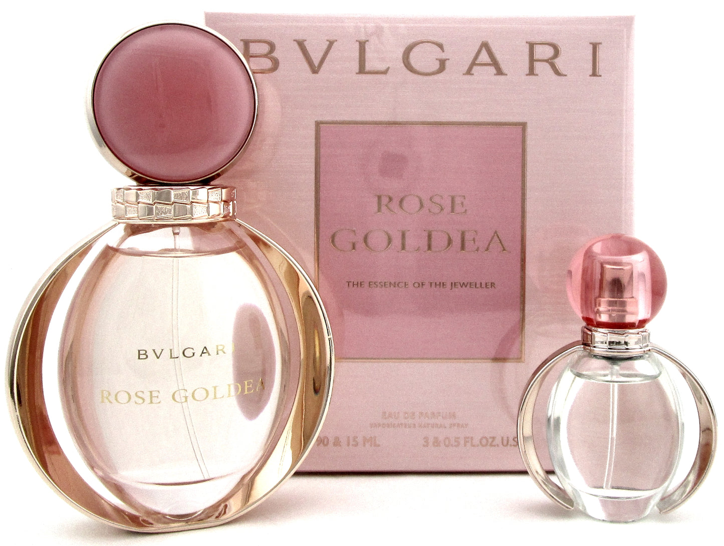 Bvlgari ROSE GOLDEA 3.0oz.&15ml. EDP Spray for Women.New Sealed Set.DAMAGED Box