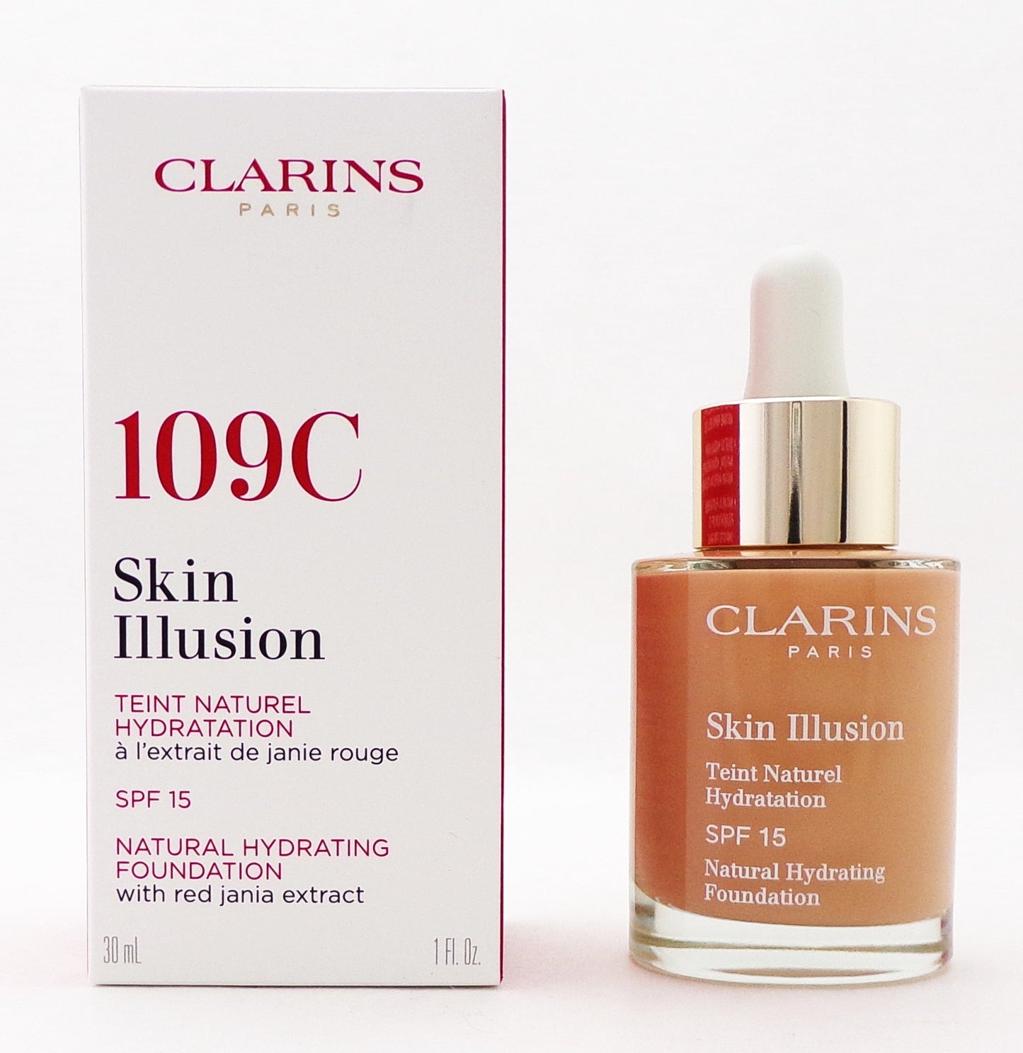 Clarins Skin Illusion SPF 15 Natural Hydrating Foundation #109C 30 ml./ 1 oz. New