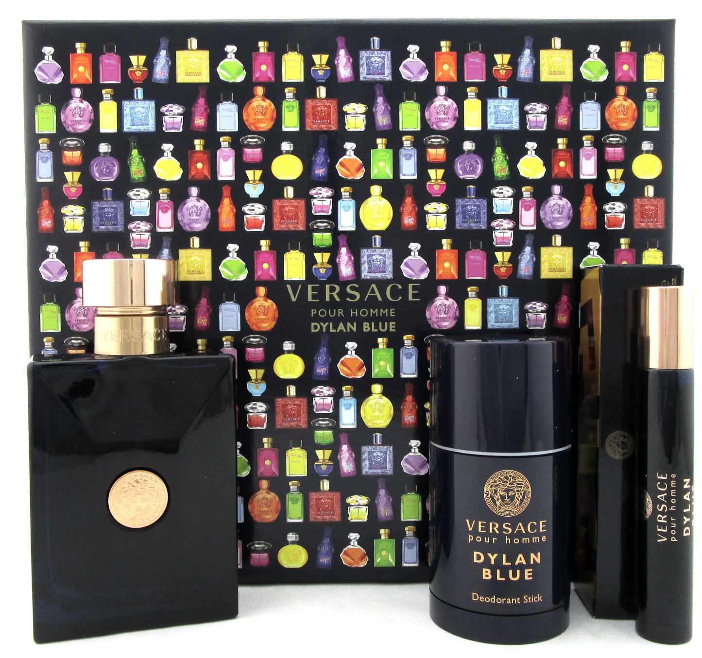 Versace Dylan Blue 3.4 oz. & 10 ml. EDT Spray + 2.5 oz. Deodorant Stick. New Set